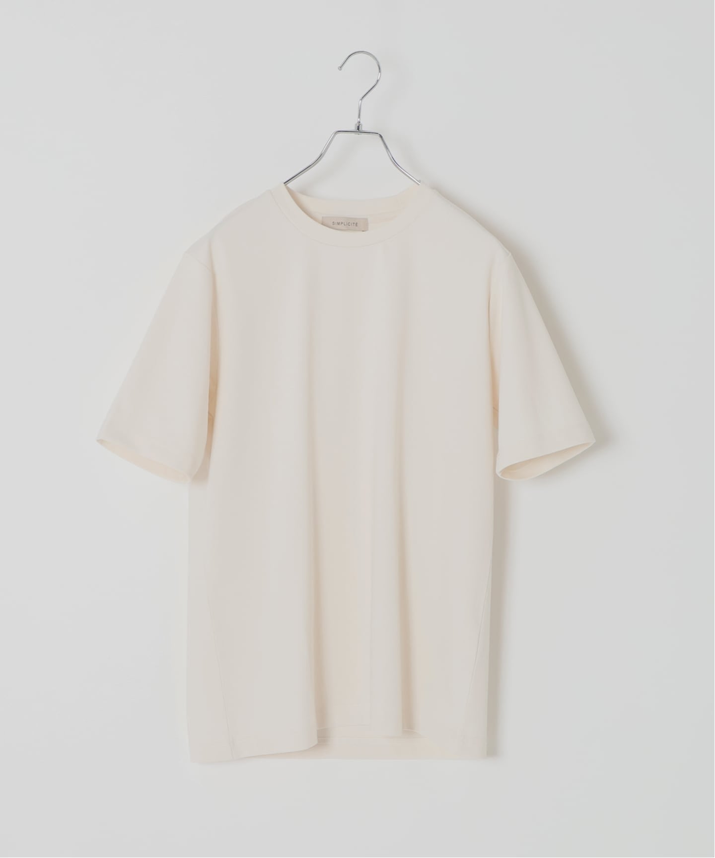 【クリーム】【コットンシルケット】ポンチ クルーネック Tシャツ シルケットポンチ クルーネック半袖Tシャツ（Tシャツ／カットソー