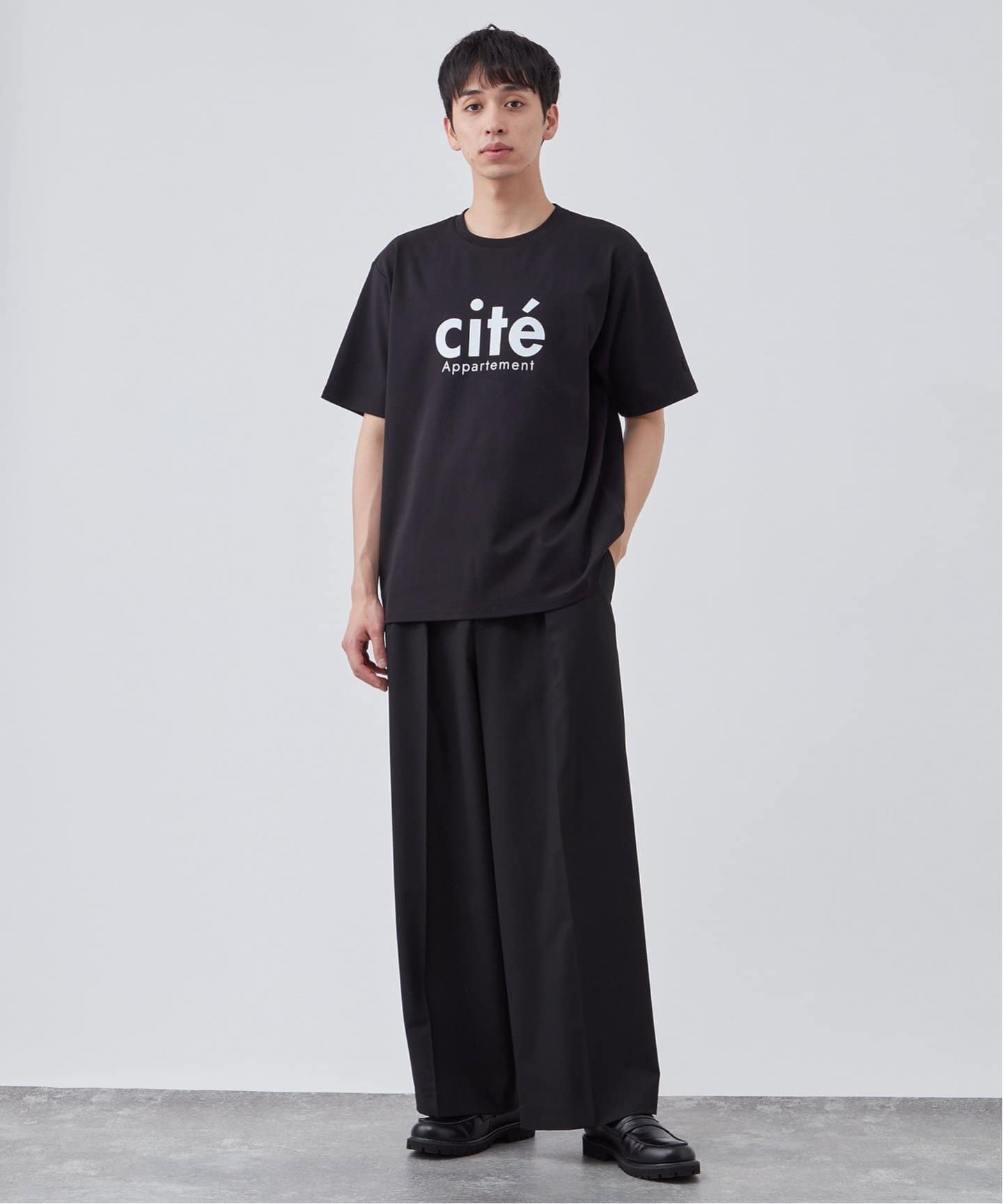 シルケット加工 フレンチロゴ クルーネックTシャツ(Tシャツ シルケット加工 フレンチロゴ クルーネックTシャツ(Tシャツ