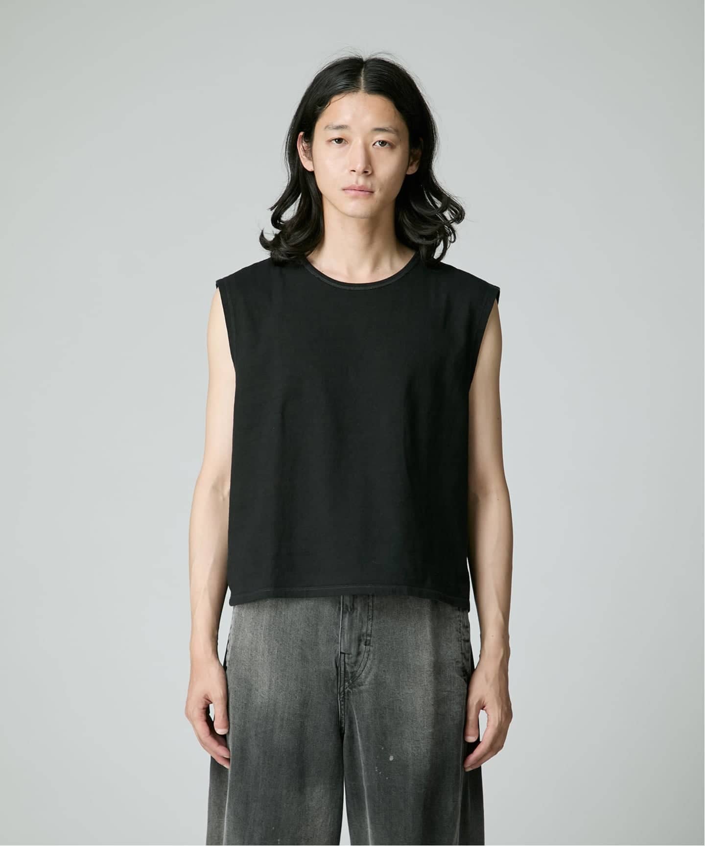 ヴィンテージ加工 クロップド ノースリーブTシャツ produce by KYO（T
