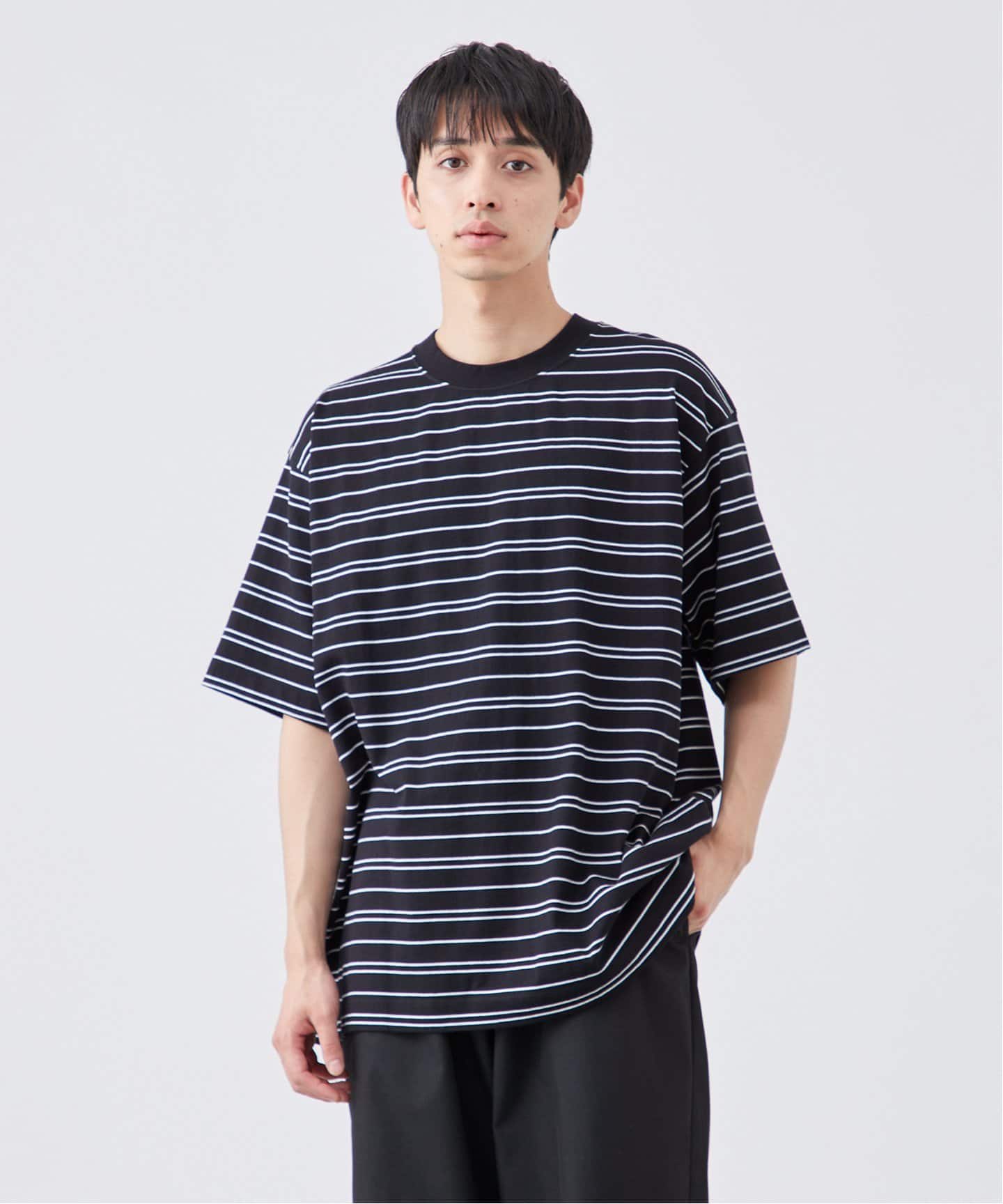 C.B.P ボーダークルーネック半袖Tシャツ（Tシャツ／カットソー）｜B.C