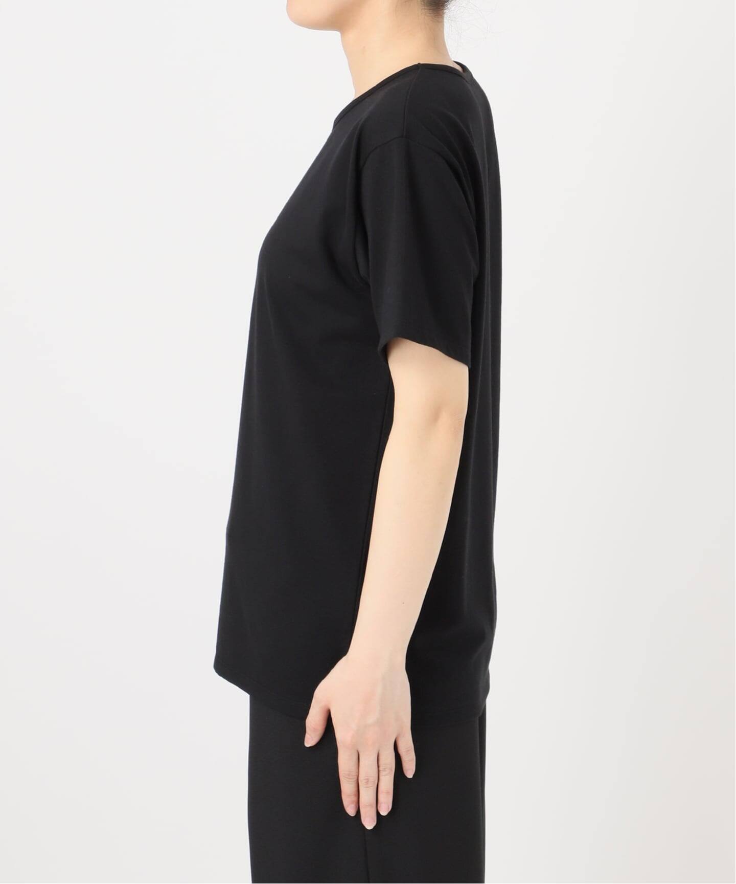 【関税込】 クルーネック マンツーマンTシャツ - ブラック EC LIMITED】クルーネックTシャツ（Tシャツ/カットソー）｜AOURE