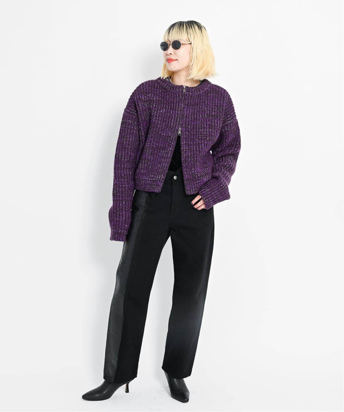 新品❤️ANEWブラック XL ジップアップセーター 新品❤️ANEWブラック XL ジップアップセーター