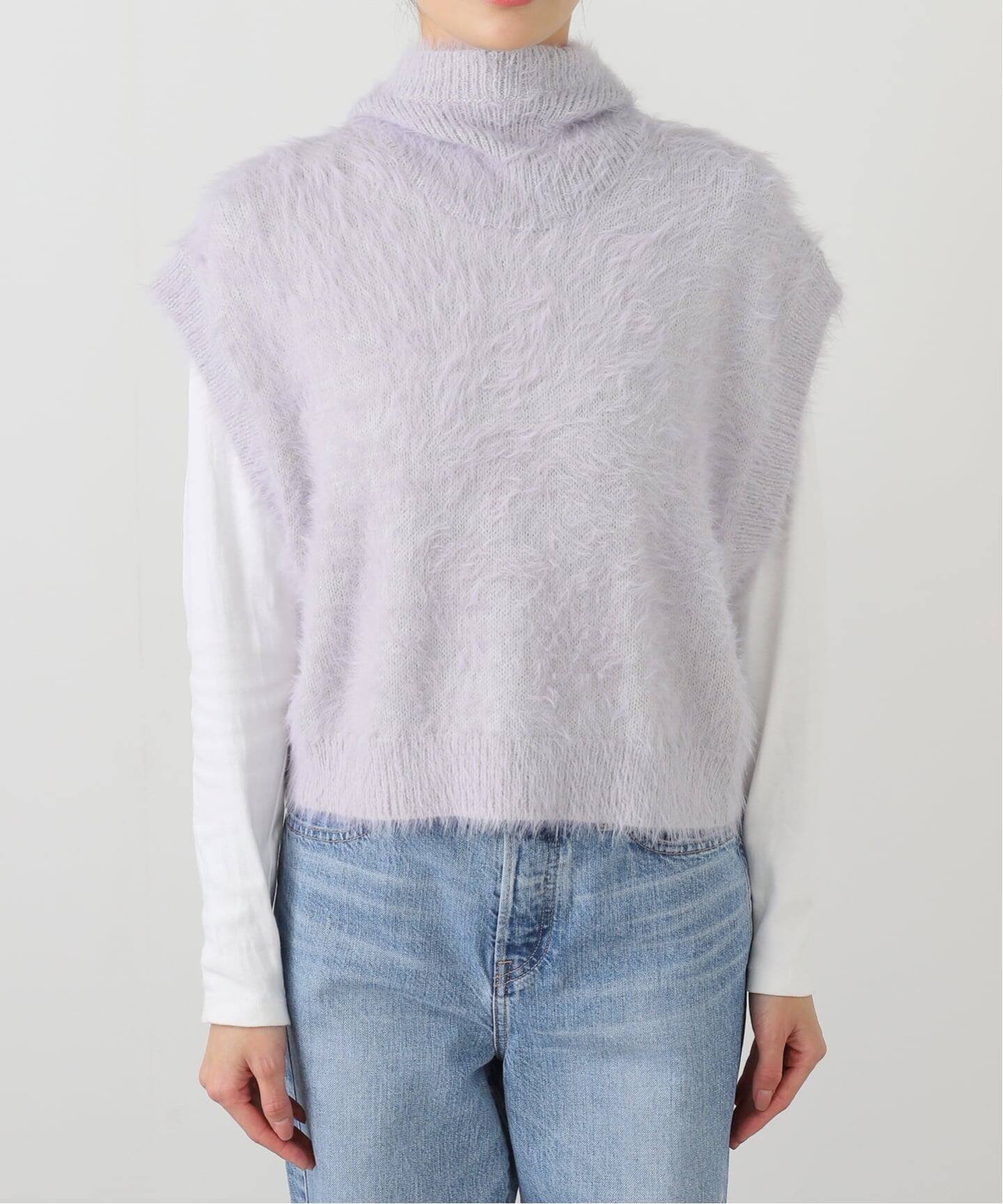 SAYAKA DAVIS SHAGGY HOODIE VEST VKT65-WS：ニットベスト（ベスト