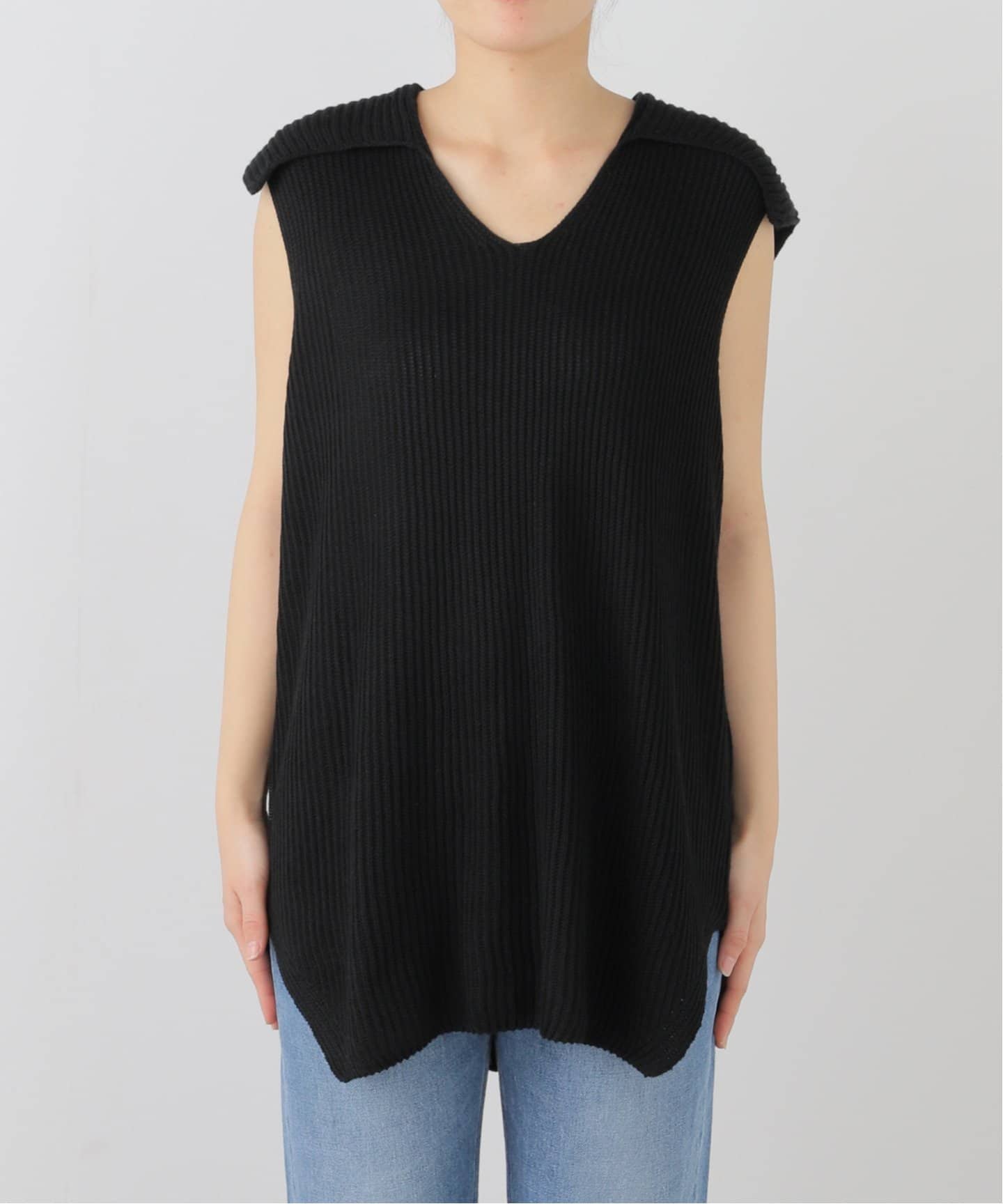 SEEALL WIDE COLLOR RIB TOP SAW53 KJ601：ニットトップス