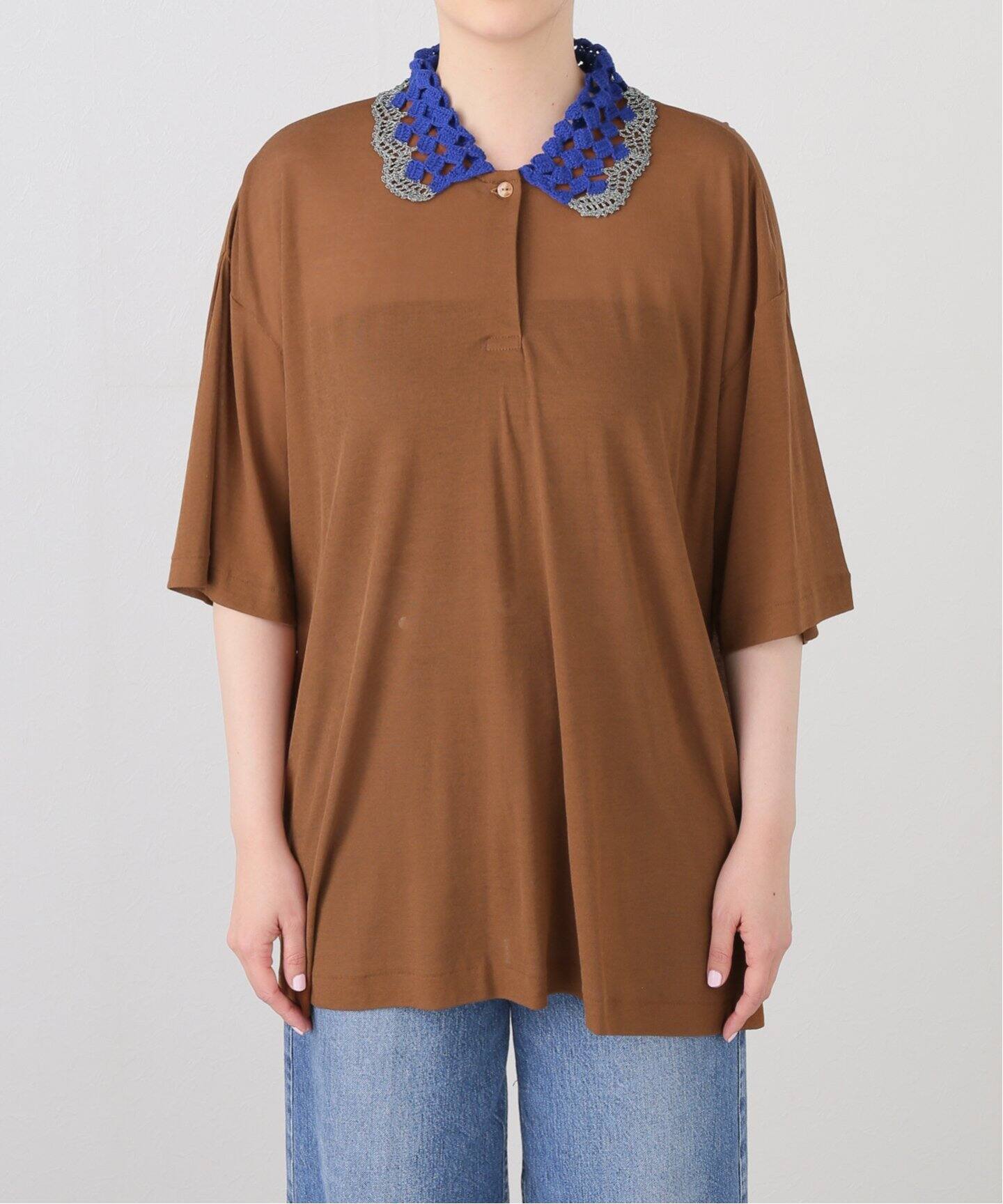 ニット セーター PONTI Crochet Collar Shirt PO1Q018：シャツ レディース PONTI Crochet Collar Shirt PO1Q018：シャツ（ニット／セーター