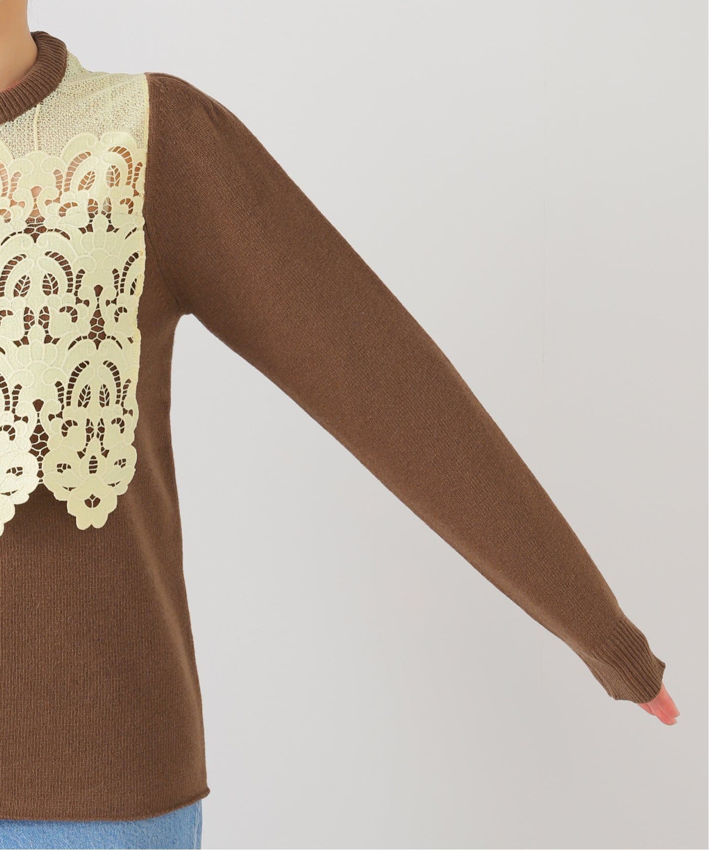 専用★TOGA PULLA完売ビーズ刺繍ニット★杢グレー★38★美品 TOGA PULLA Lace knit pullover TP252-XN203：ニット（ニット