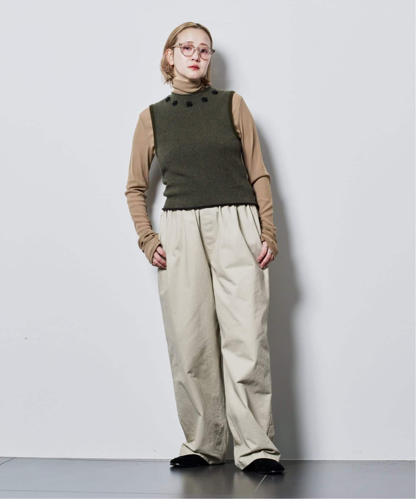 YANYAN DAISY CREW TANK YYW25-1361：ニットベスト（ニット／セーター