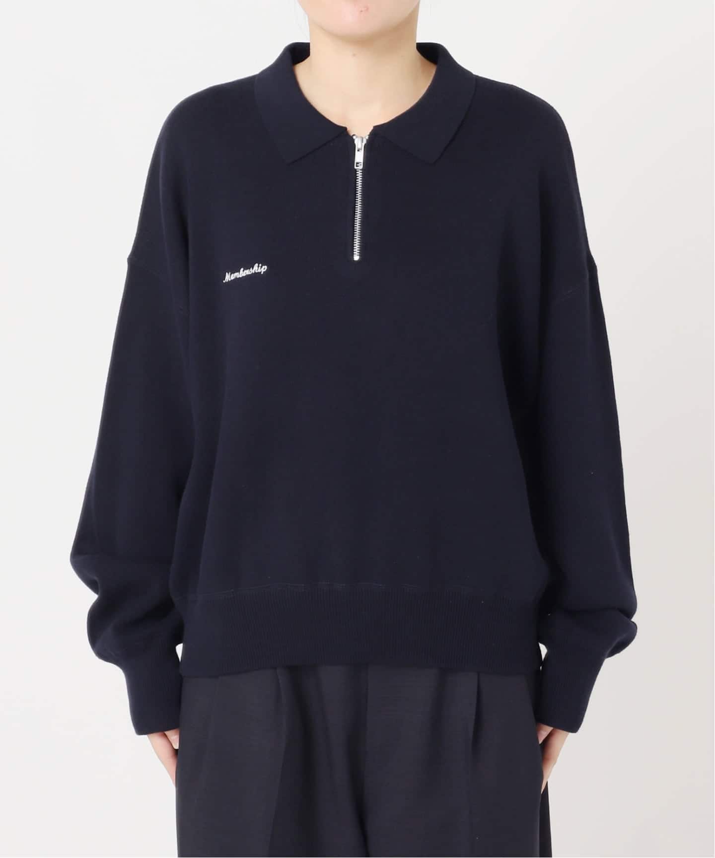 【お値下げ】新品タグ付き！ジップスウェットライクニット スウェットライクニットハーフZIPプルオーバー（ニット／セーター