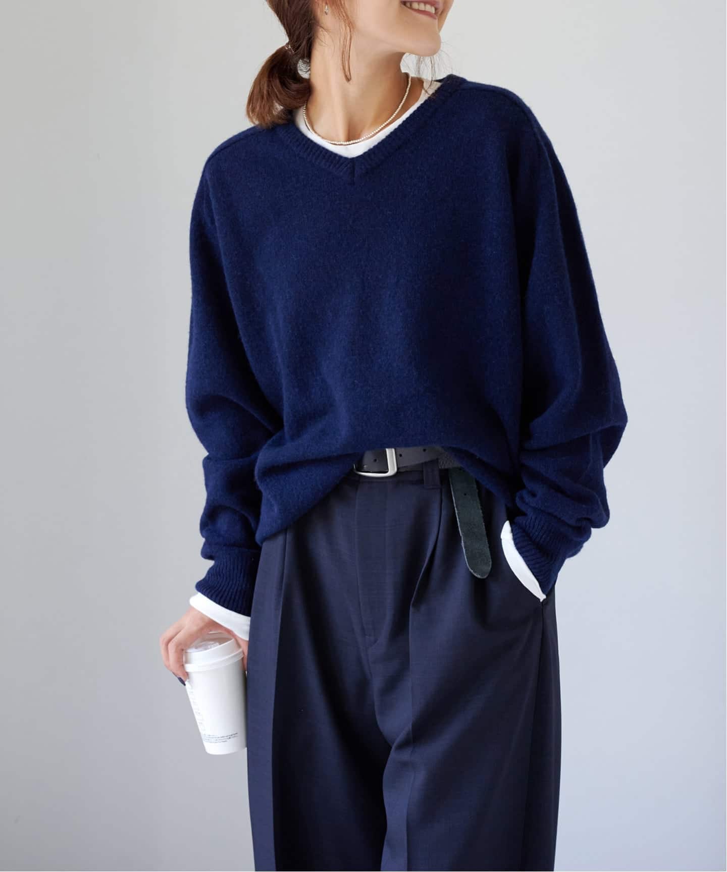 シグネチャー7G Vネックプルオーバー ウール100%（ニット／セーター