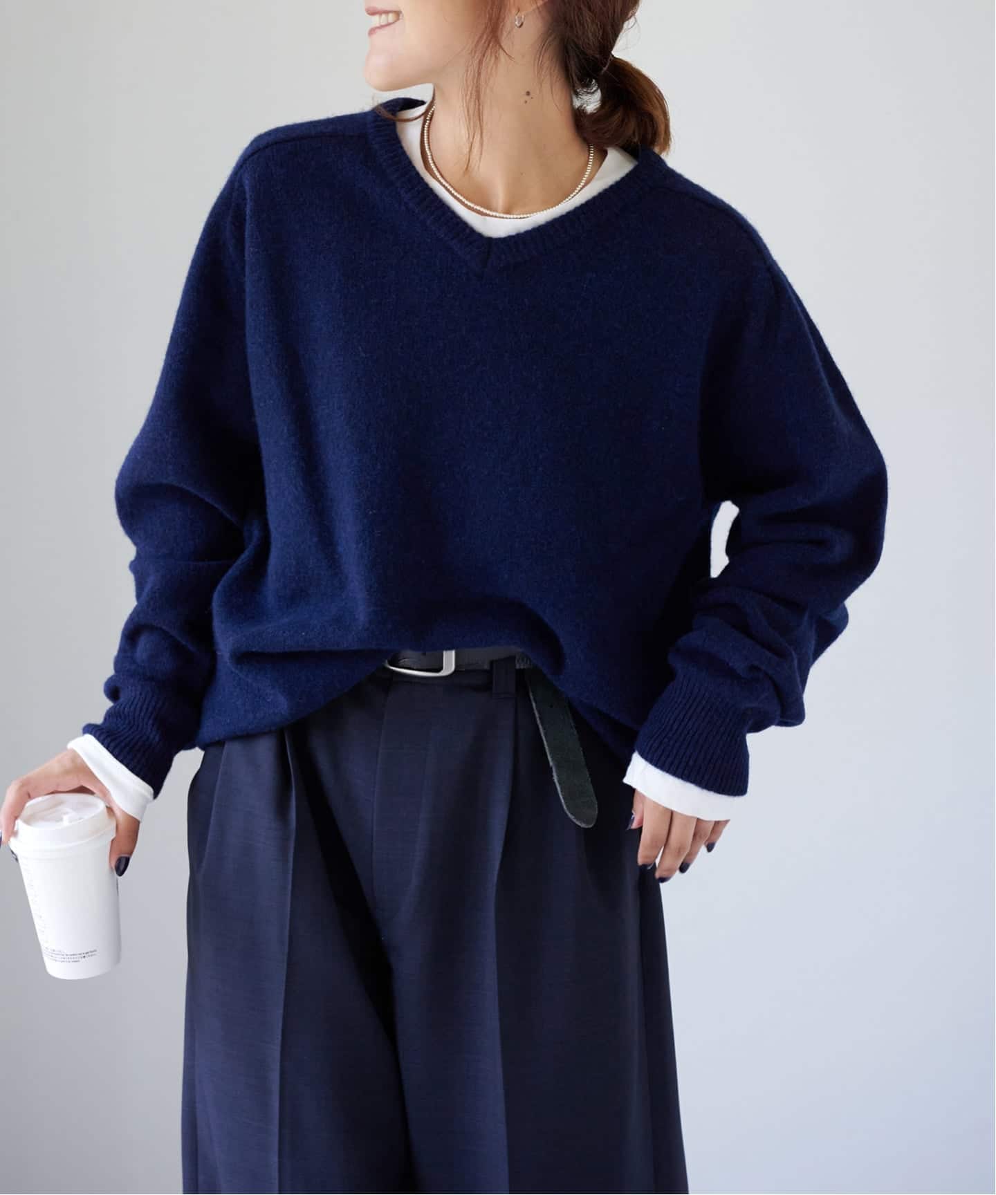 シグネチャー7G Vネックプルオーバー ウール100%（ニット／セーター