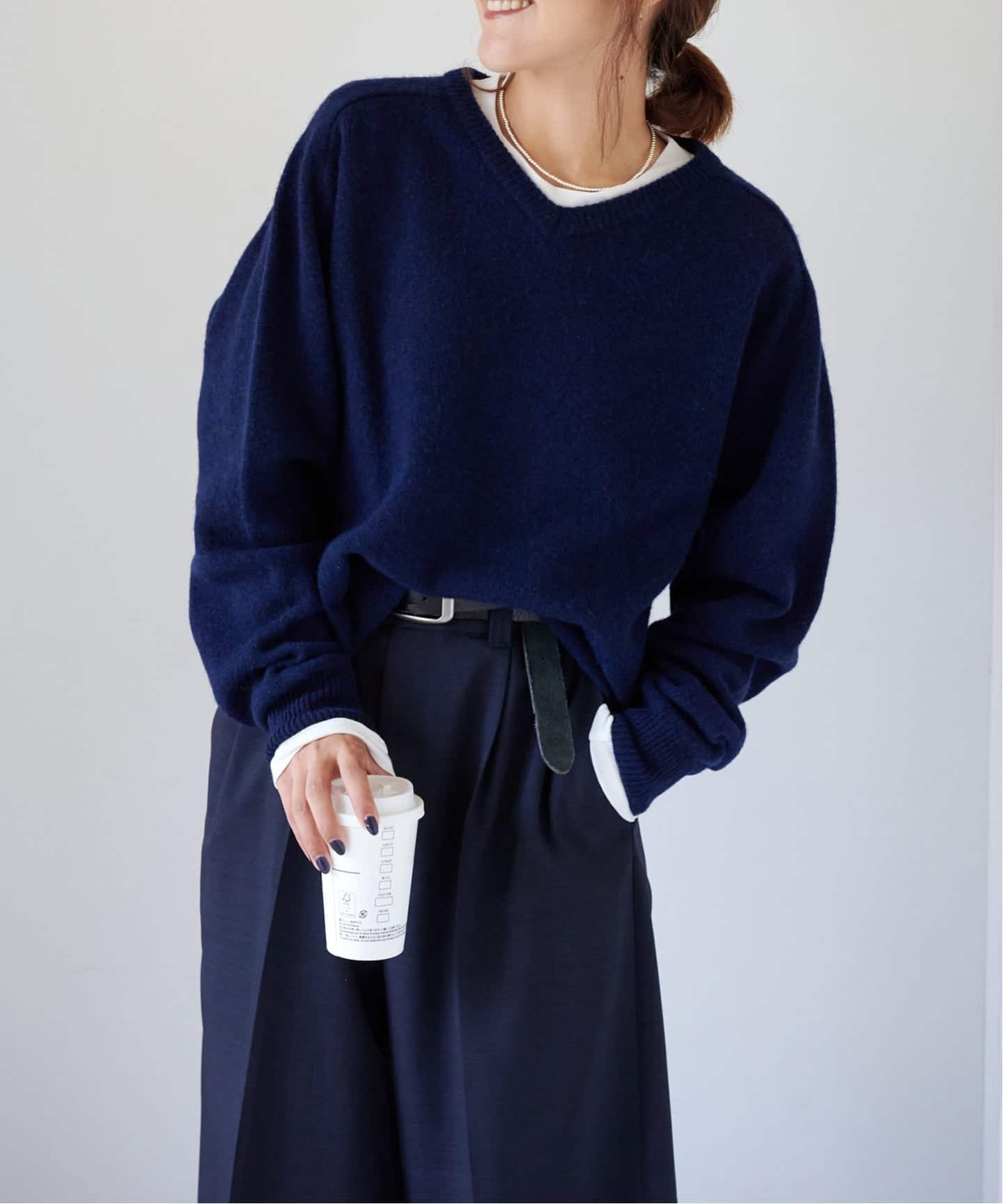 シグネチャー7G Vネックプルオーバー ウール100%（ニット／セーター