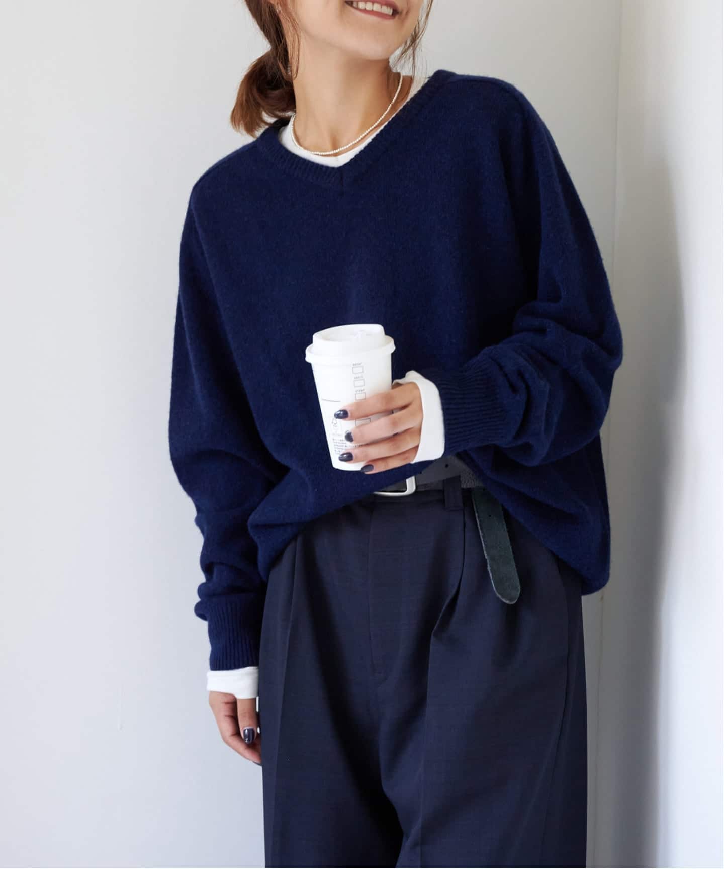 シグネチャー7G Vネックプルオーバー ウール100%（ニット／セーター