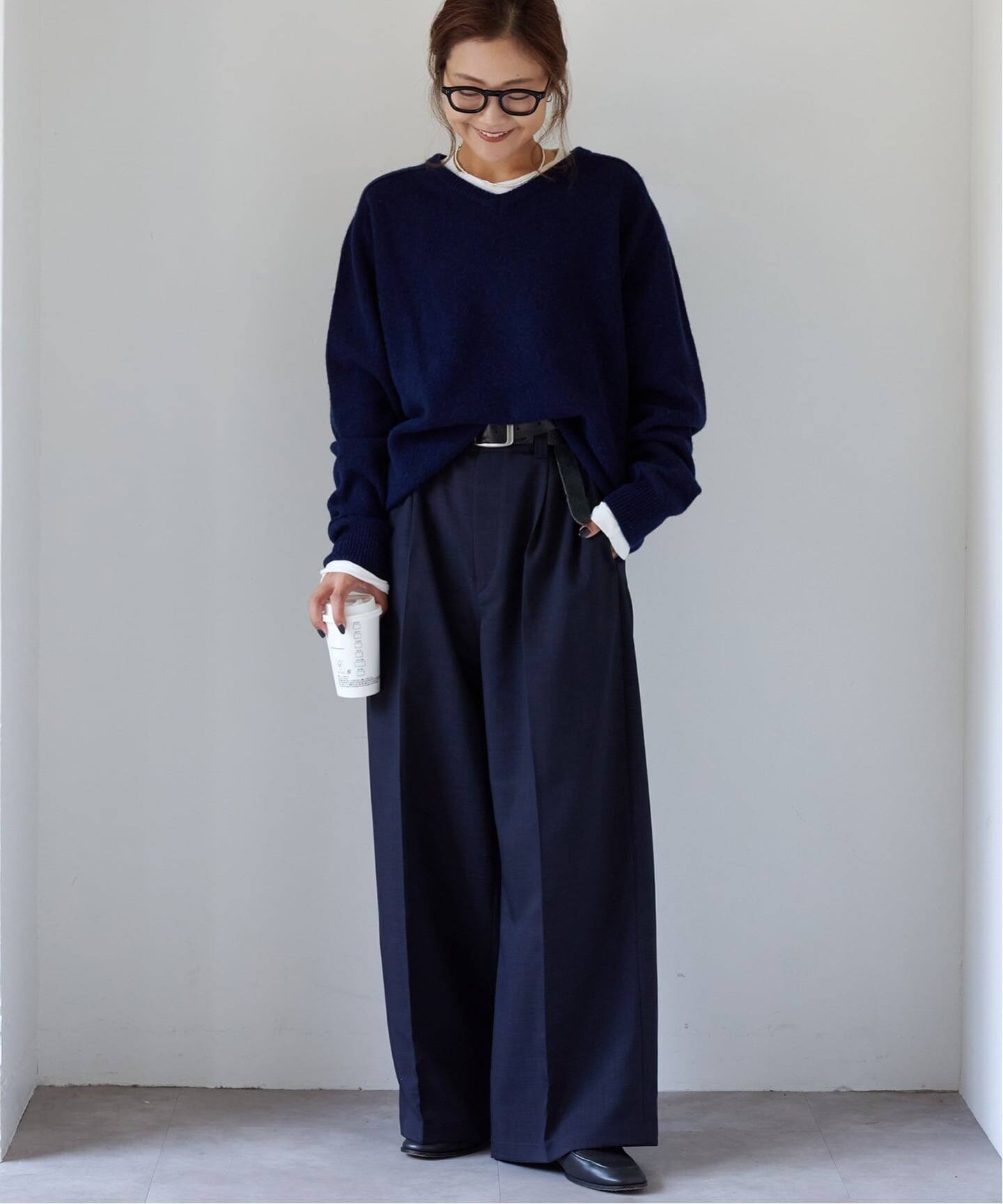 シグネチャー7G Vネックプルオーバー ウール100%（ニット／セーター