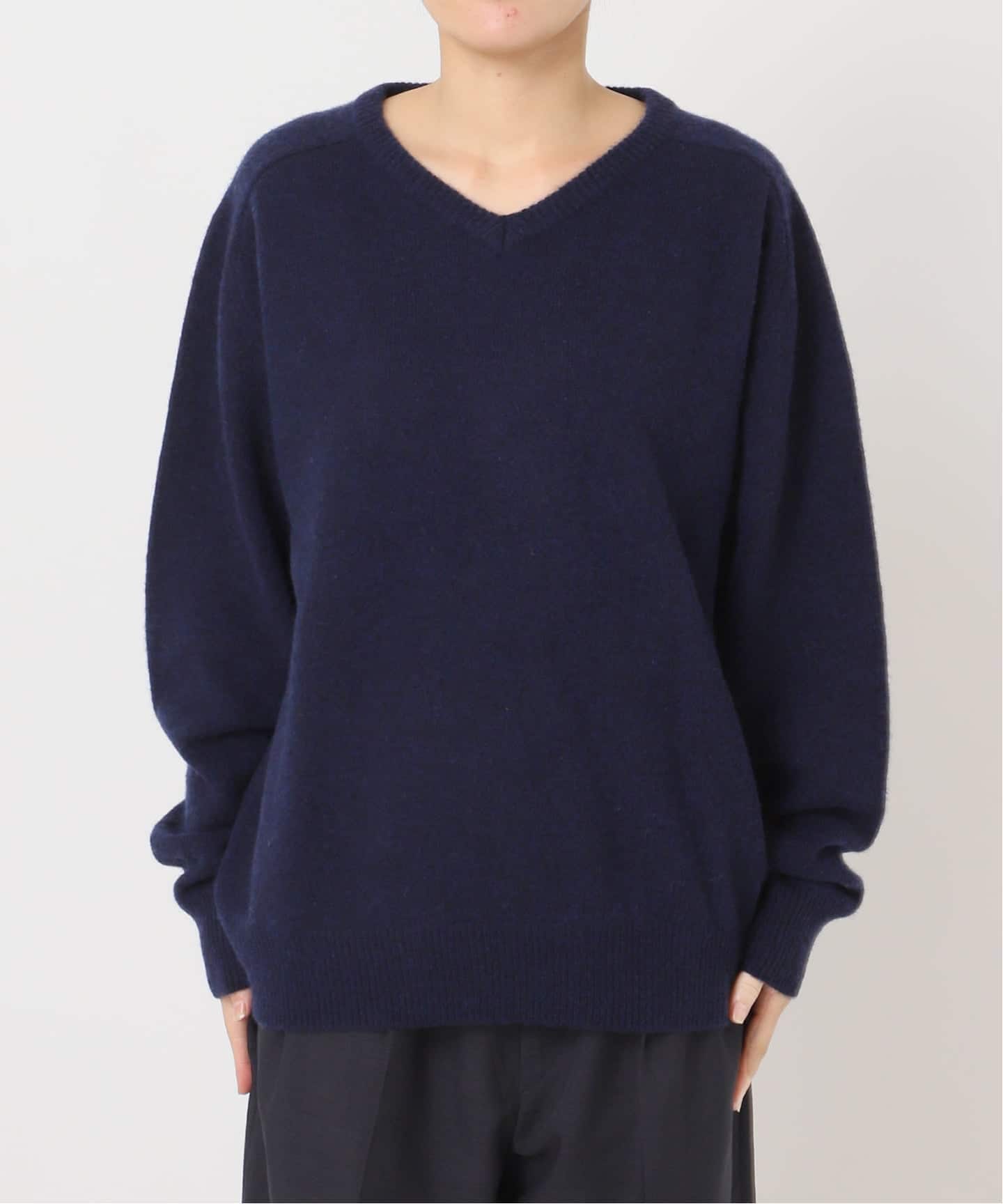 kaval ワイドシルエット　ウール100%ニット シグネチャー7G Vネックプルオーバー ウール100%（ニット／セーター