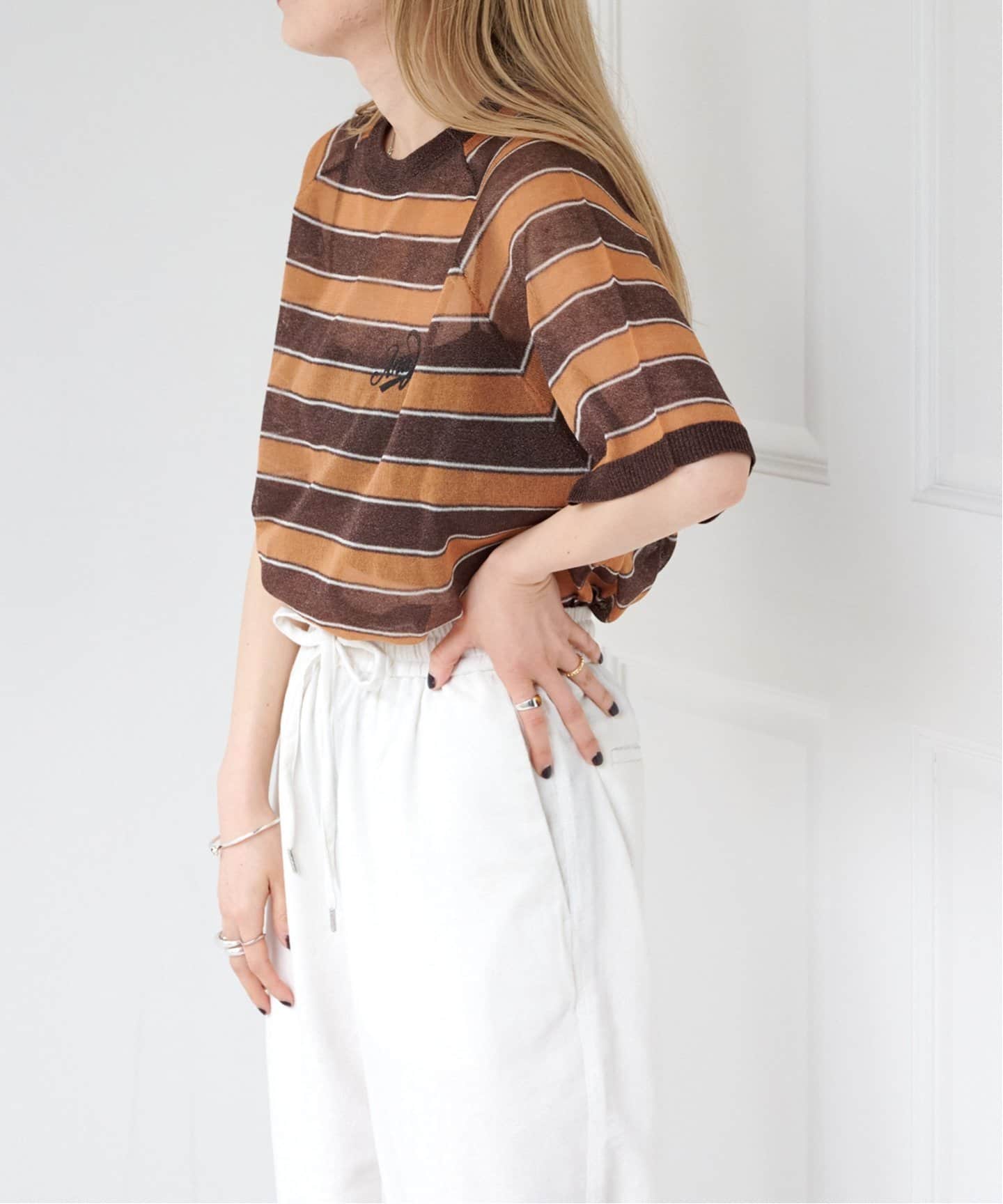 【新品】TAN シアーニット Tシャツ セール】 【新色追加】シャイニーシアー ニット （ニット・セーター