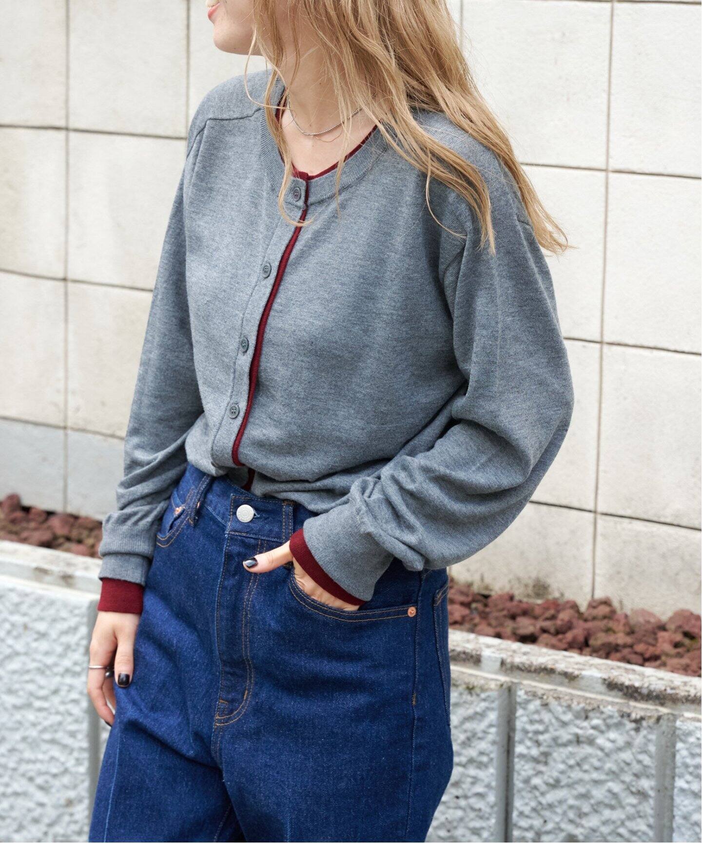 前後2WAYダブルカラートリムカーディガン（カーディガン）｜OUTDOOR