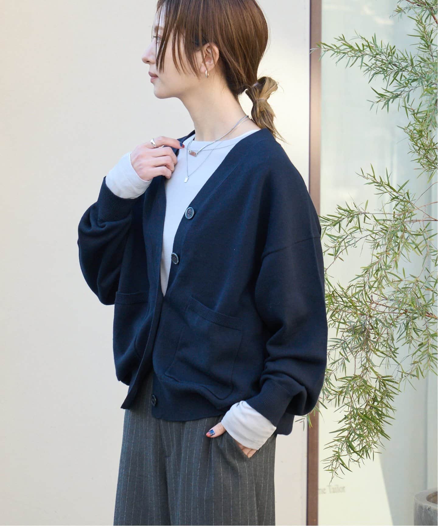 クルチアーニ　カーディガン　コットン/シルク/リネン　ネイビー　48 Cruciani ネイビー カーディガン48 クルチアーニ カーディガン