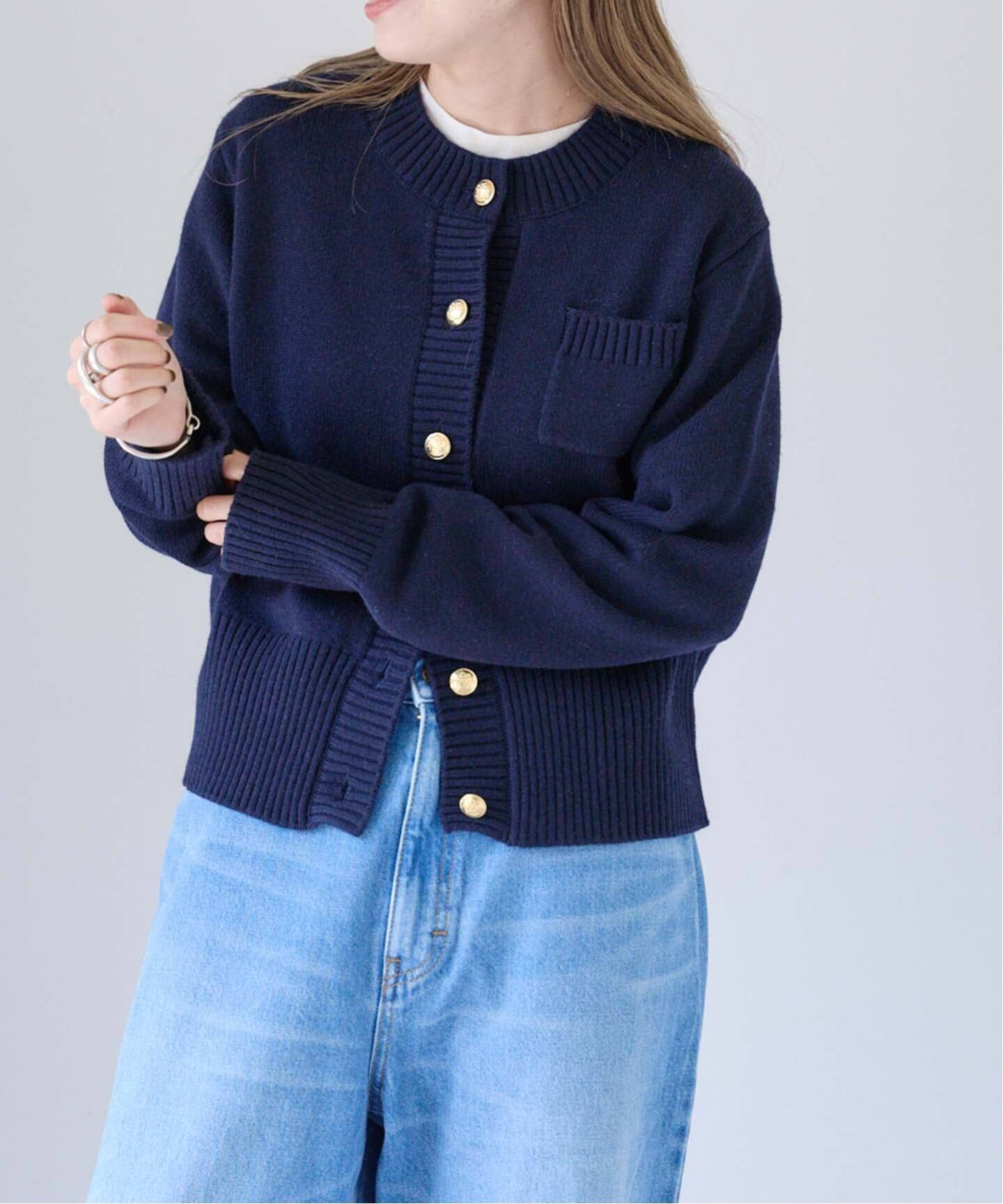 ネイビー ニットカーディガン ゴールドボタン 金ボタンカーデ(カーディガン)｜トップス｜SNIDEL(スナイデル)の通販