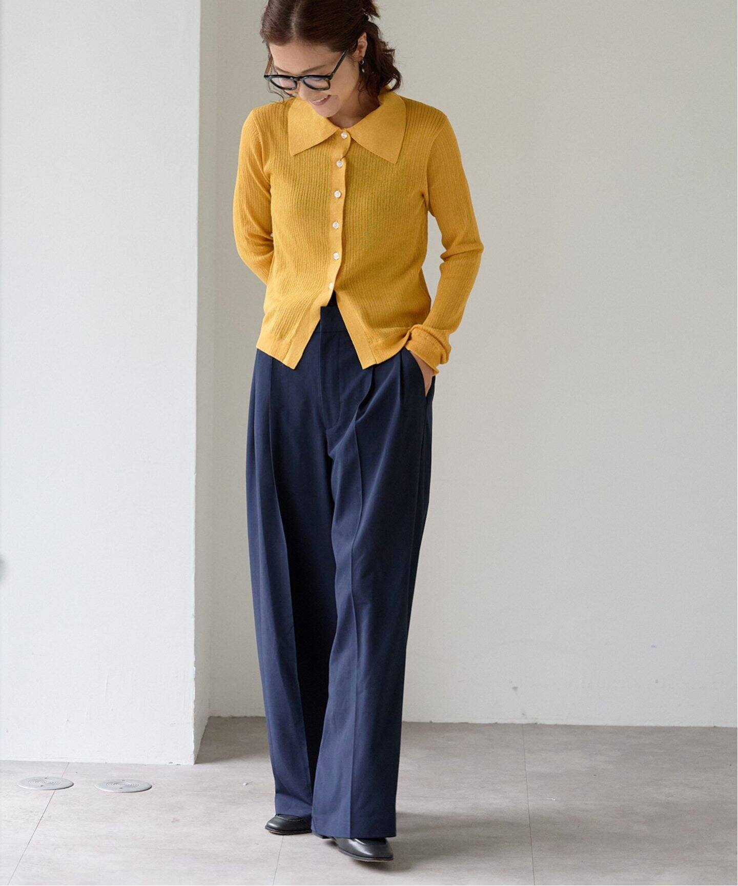 シアーランダムリブポロシャツニット（ニット／セーター