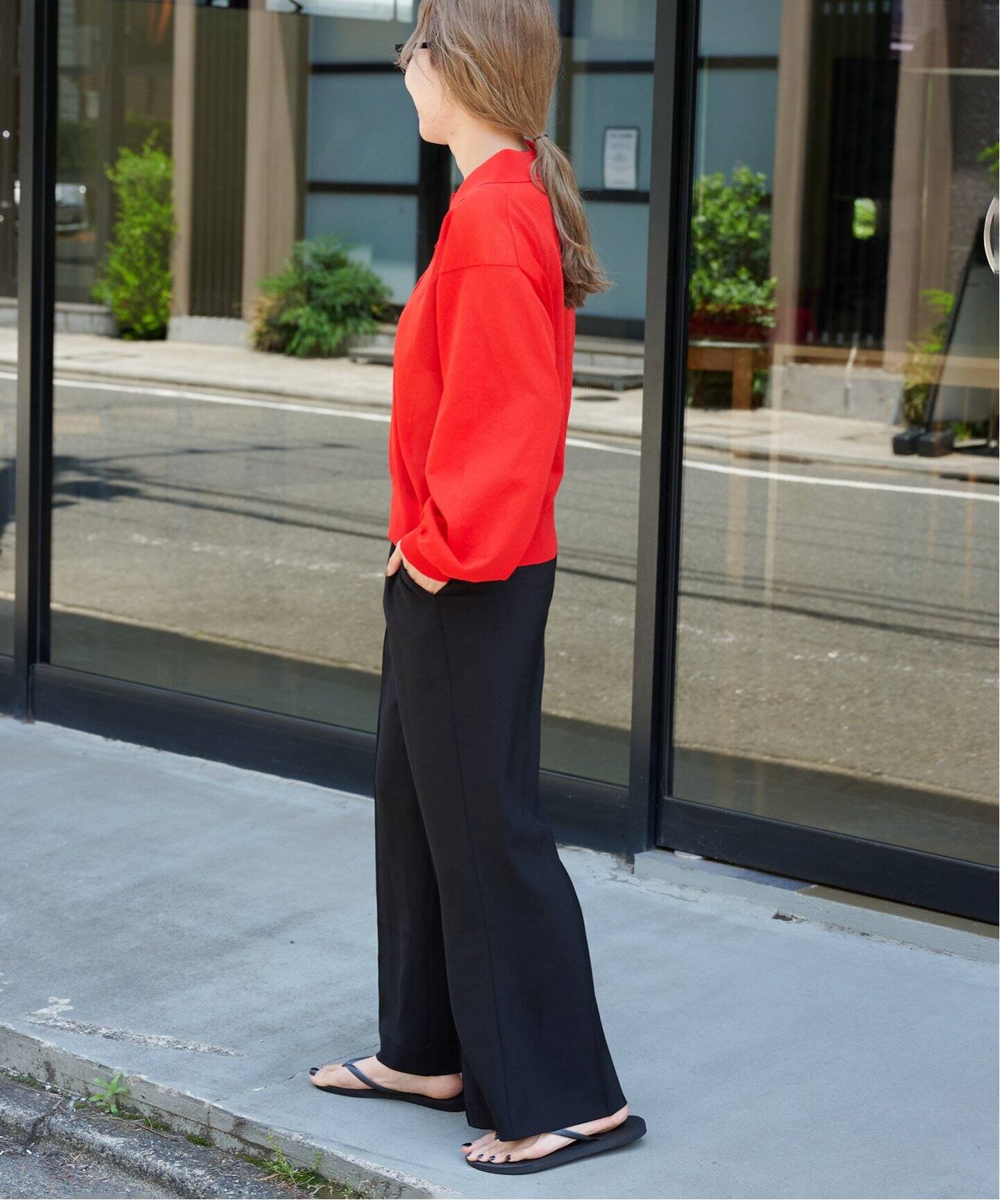 ハイゲージシアーロングスリーブニットポロシャツ（ニット／セーター