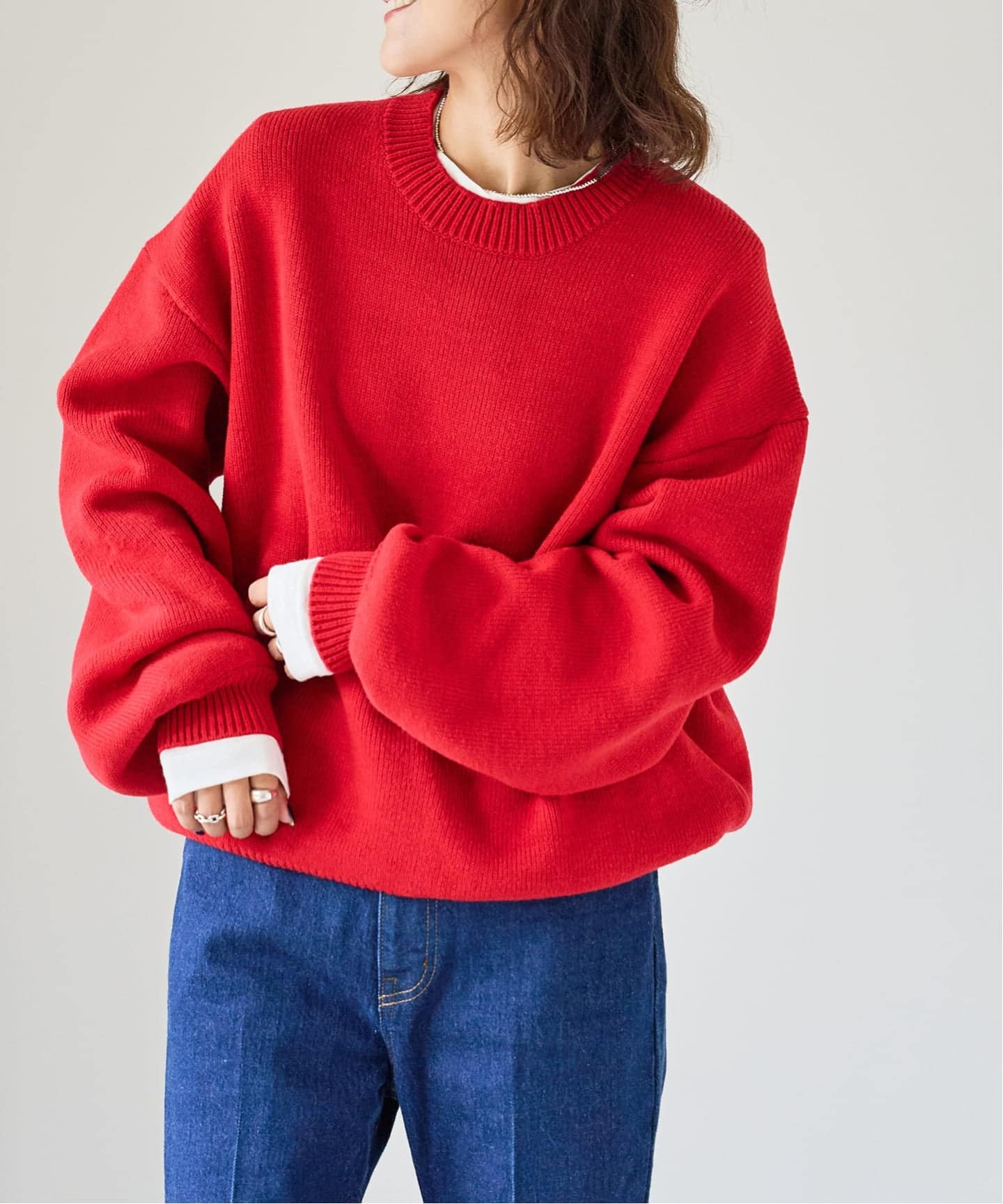 Keboz 赤 ニットセーター ま*ー様 keboz コラボニット 赤 サイズM - メルカリ