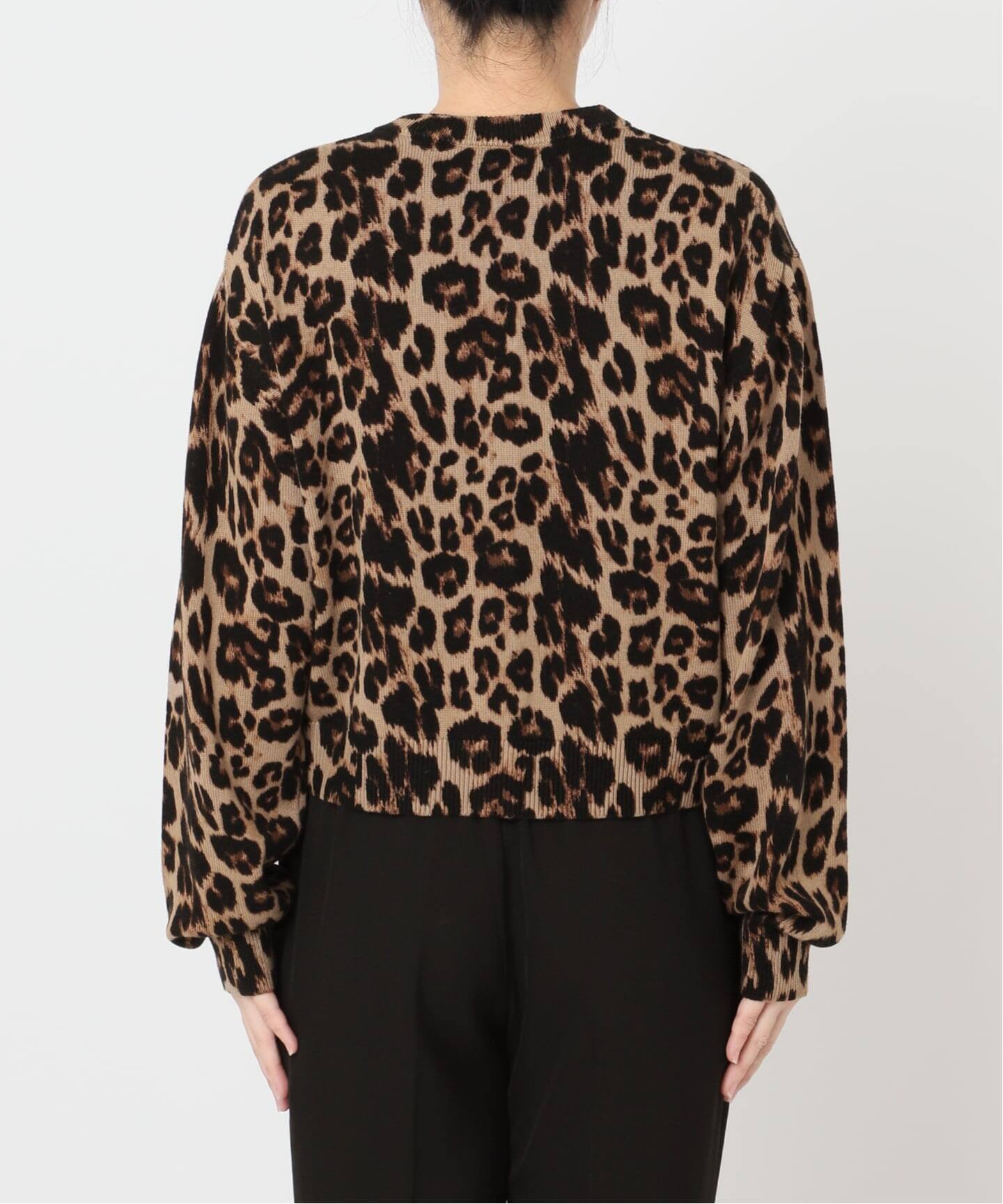 レオパード プリントクルーネックカーディガン（ニット／セーター