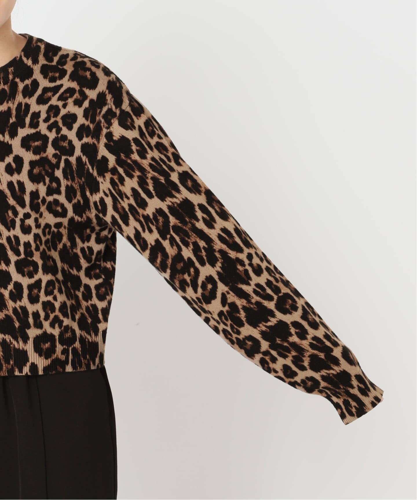 レオパード プリントクルーネックカーディガン（ニット／セーター