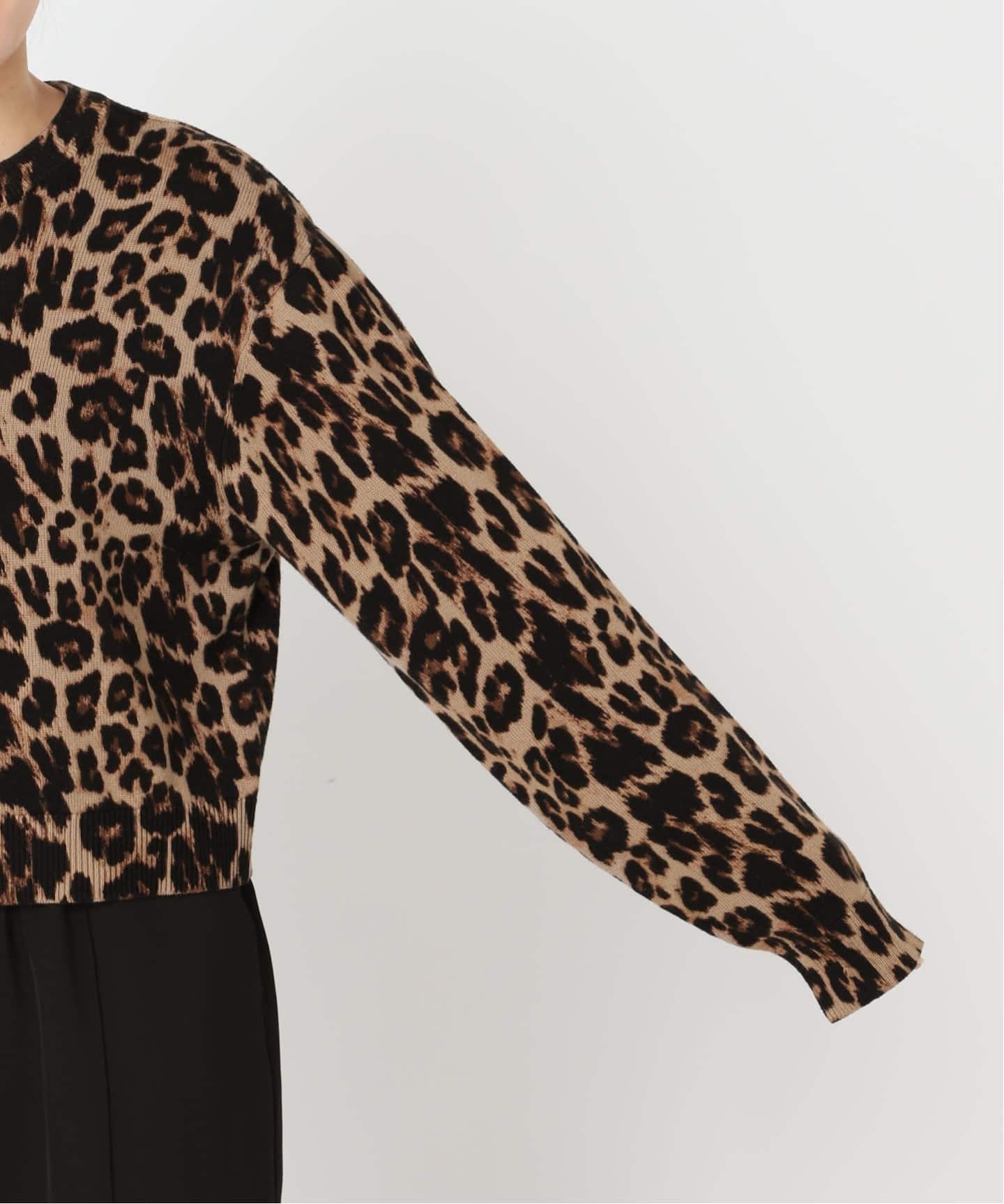 追加3 レオパード プリントクルーネックカーディガン（カーディガン