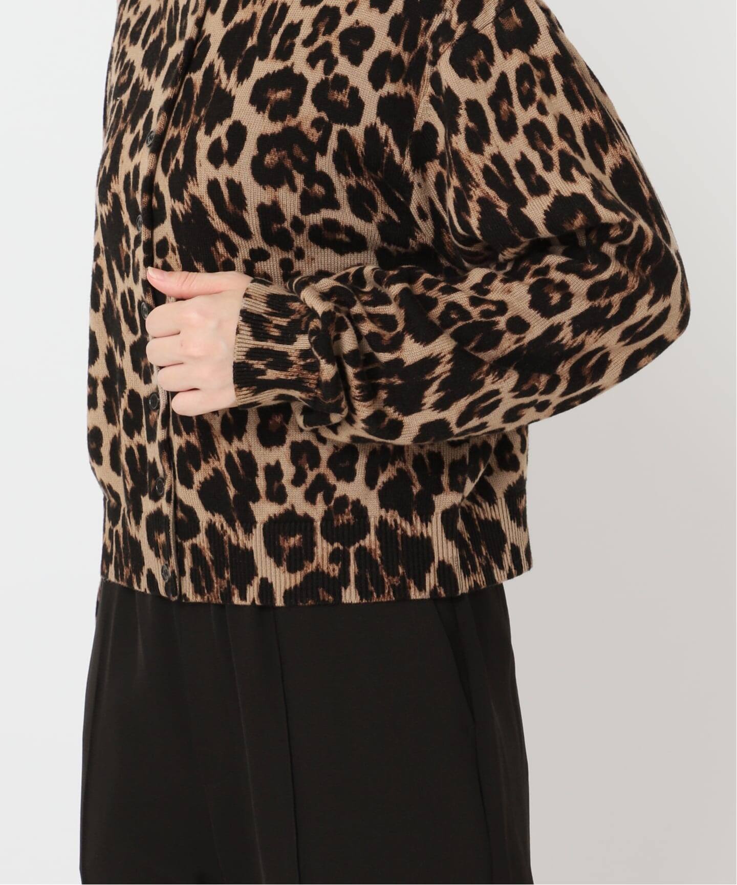 追加3 レオパード プリントクルーネックカーディガン（カーディガン
