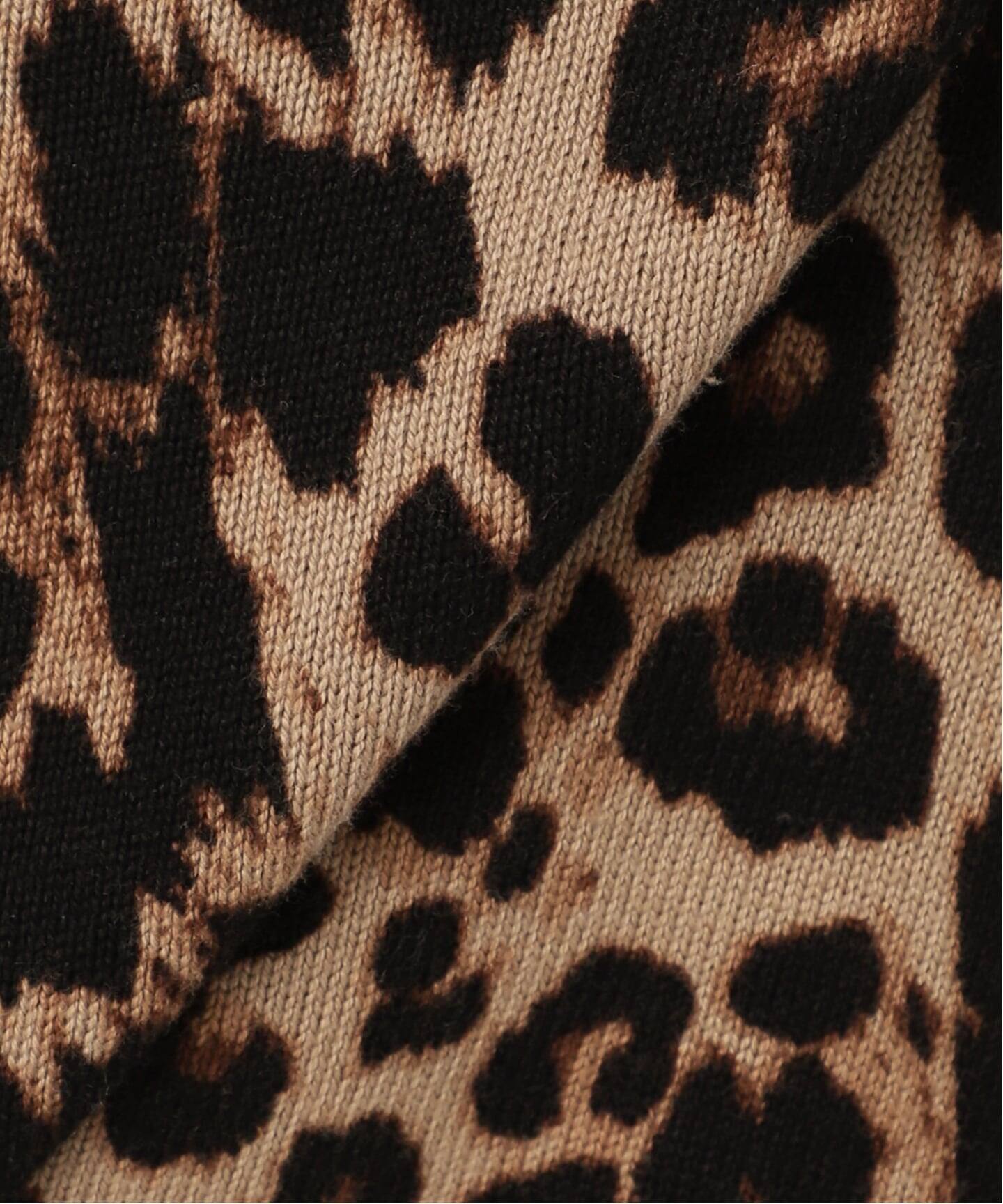 追加3 レオパード プリントクルーネックカーディガン（カーディガン