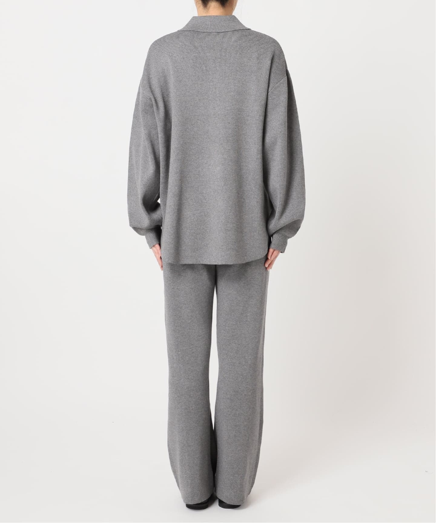 2点SET ジップニットシャツ×パンツセットアップ（つなぎ