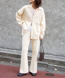 2点SET ジップニットシャツ×パンツセットアップ