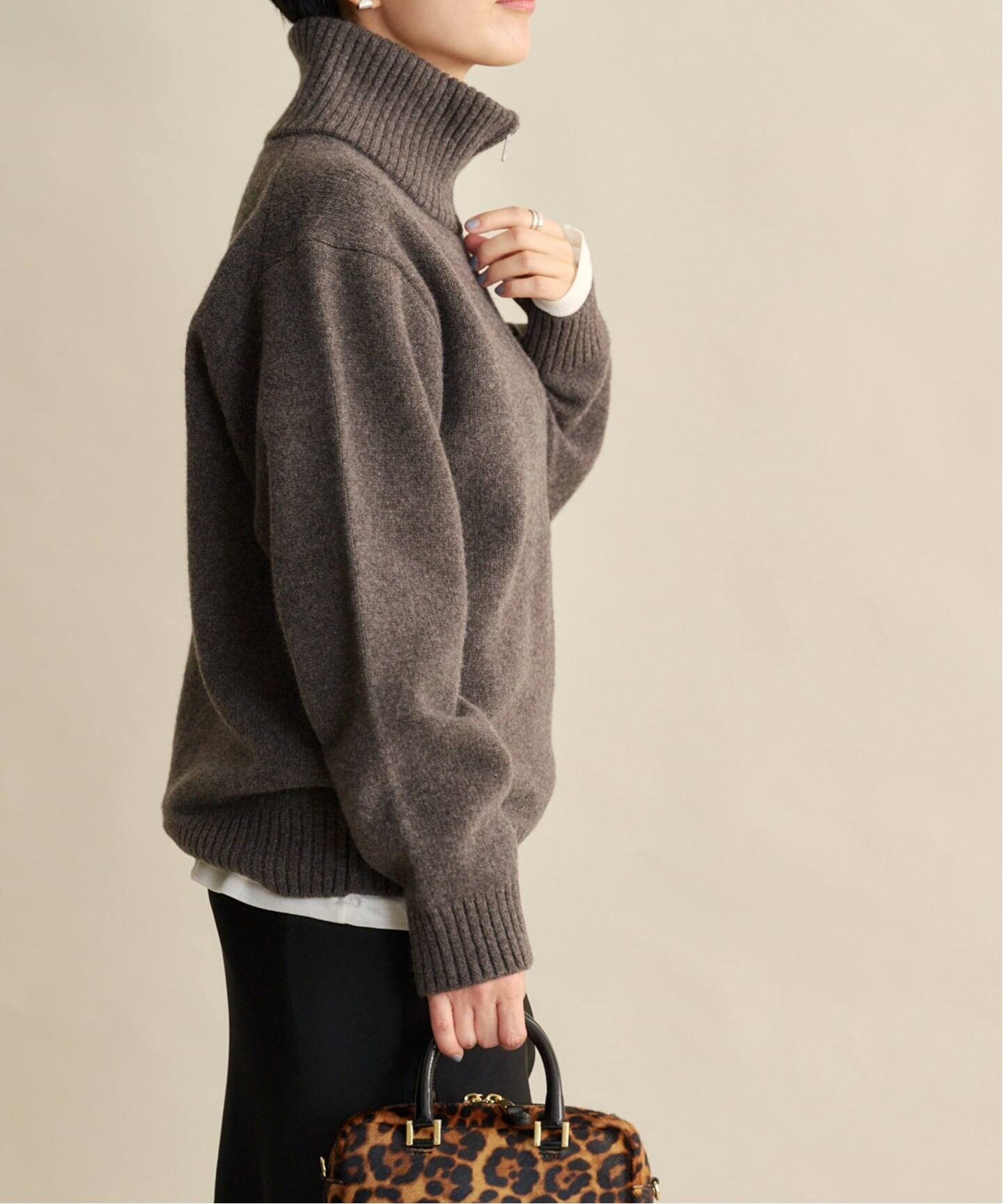 ATON LAMBS WOOL HALF ZIP SWEATER（ニット／セーター）｜BOICE FROM