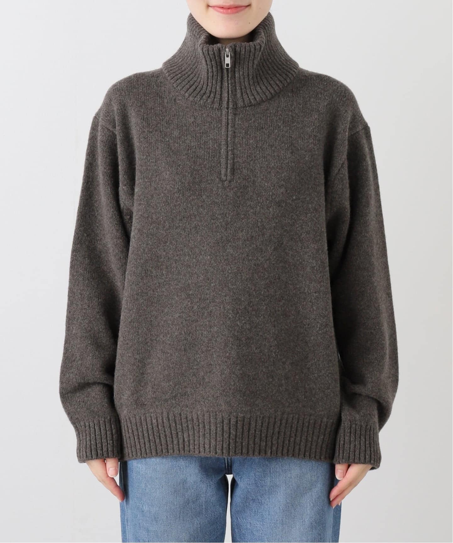 ATON LAMBS WOOL HALF ZIP SWEATER（ニット／セーター）｜BOICE FROM