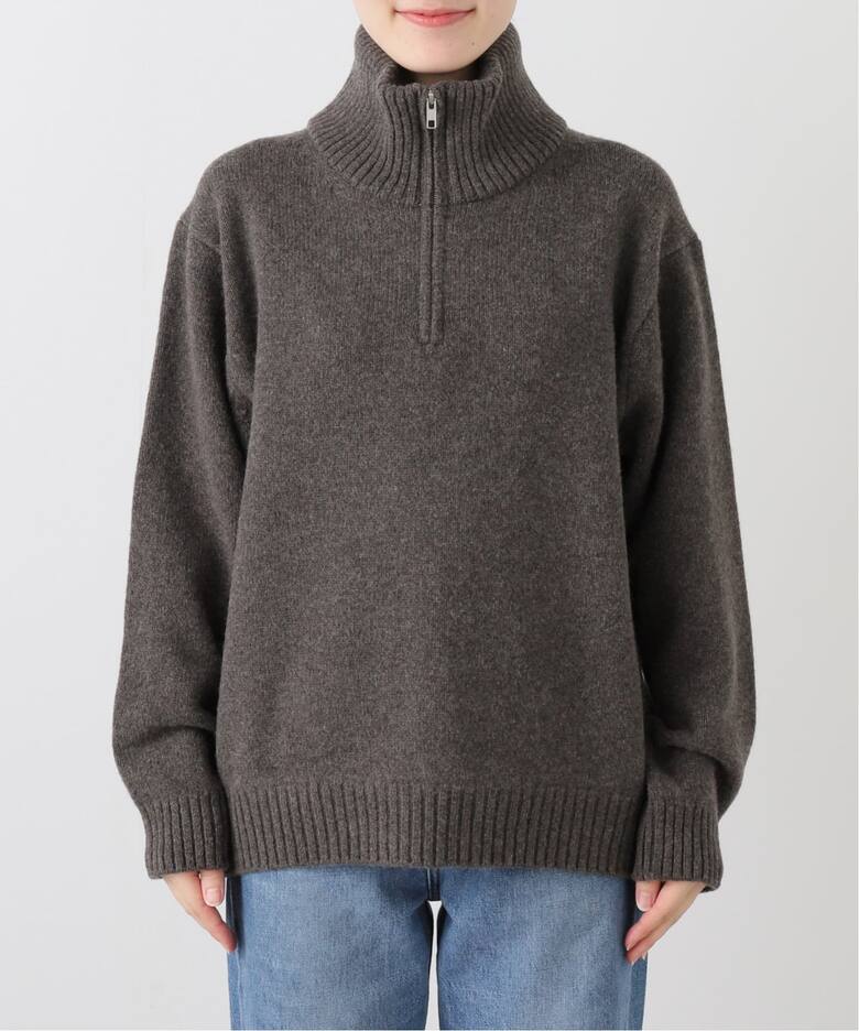ATON LAMBS WOOL HALF ZIP SWEATER（ニット／セーター）｜BOICE FROM 