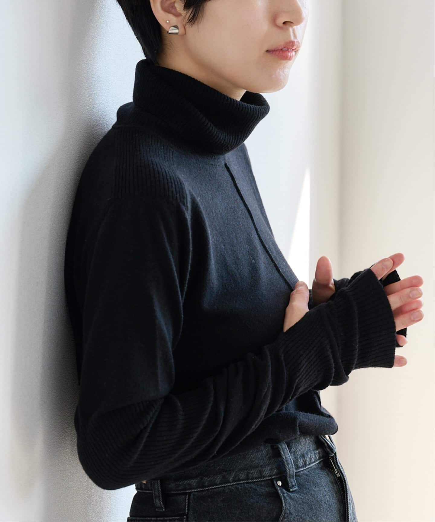 A CCORDION RIB SWITCHING TURTLE NECK PO（ニット／セーター）｜BOICE