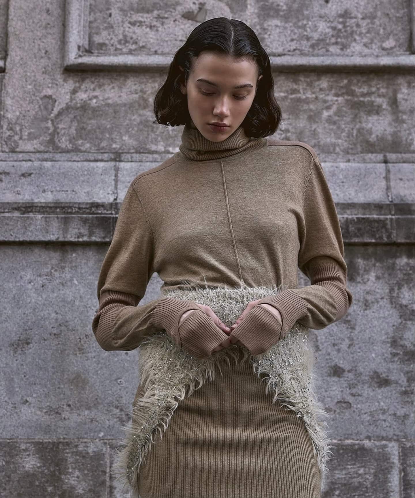 【オシャレ☆IENA】グレー　ベージュ　ウールニットセーター セール】デザインケーブルニット◇（ニット/セーター）｜SLOBE