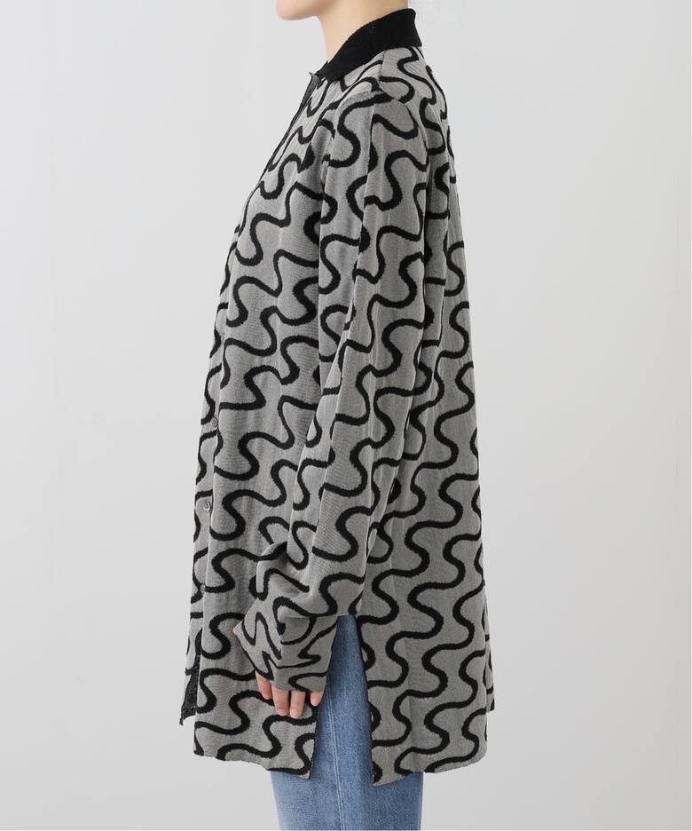 A CCORDION SHINY WAVY PATTERN KNIT SHIRT（ニット／セーター