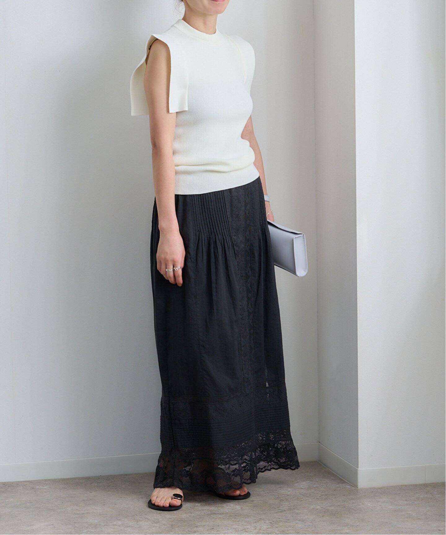 CLANE SQUARE SLEEVE KNIT ブラック1 CLANE／クラネ／SQUARE SLEEVE KNIT TOPS／ニットトップス