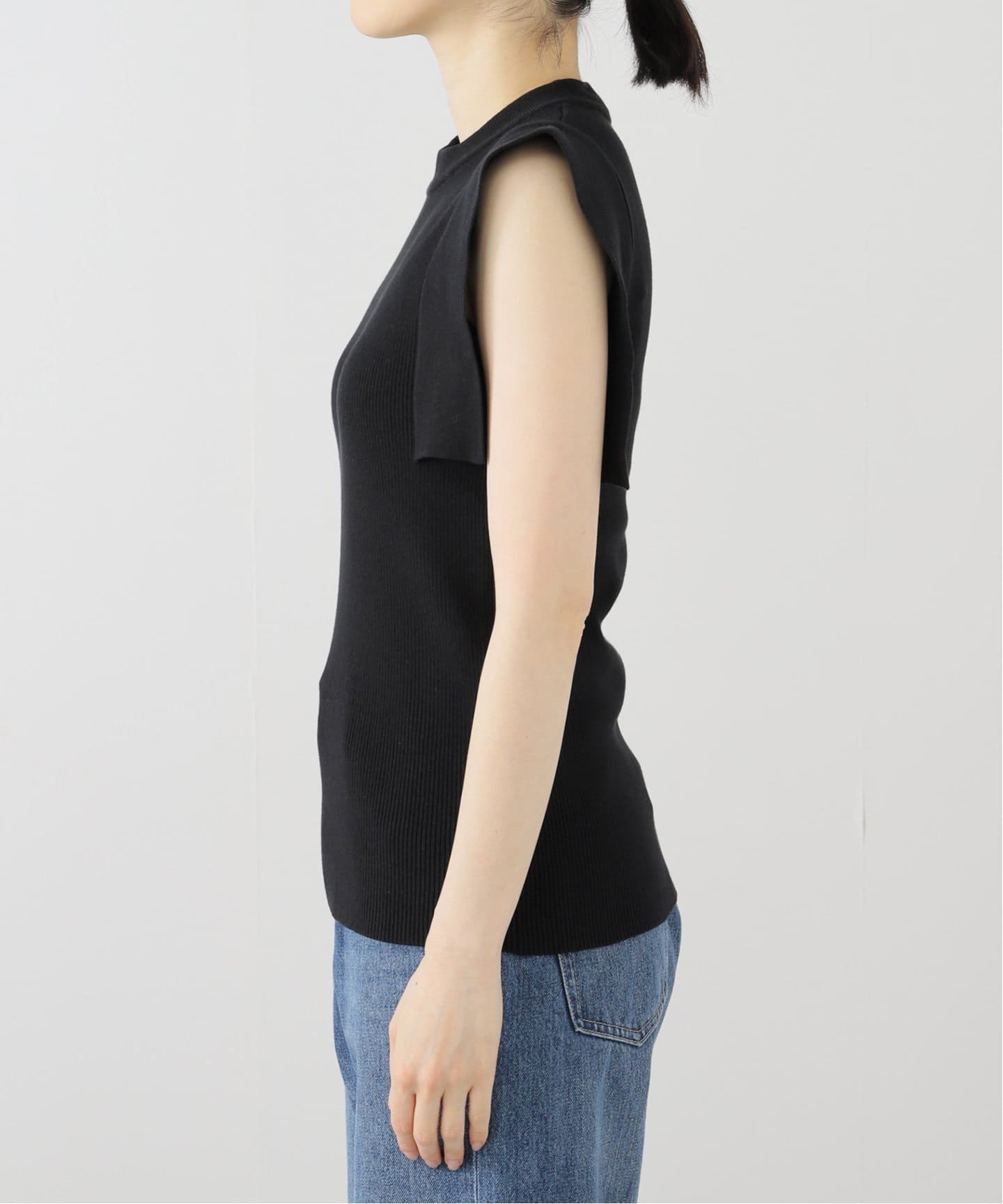 CLANE SQUARE SLEEVE KNIT ブラック1 SQUARE SLEEVE KNIT TOPS｜TOPS(トップス)｜CLANE OFFICIAL