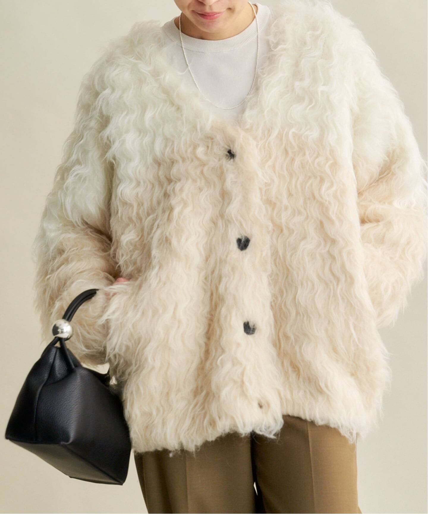 CLANE BI COLOR SHAGGY KNIT CARDIGAN（ニット／セーター