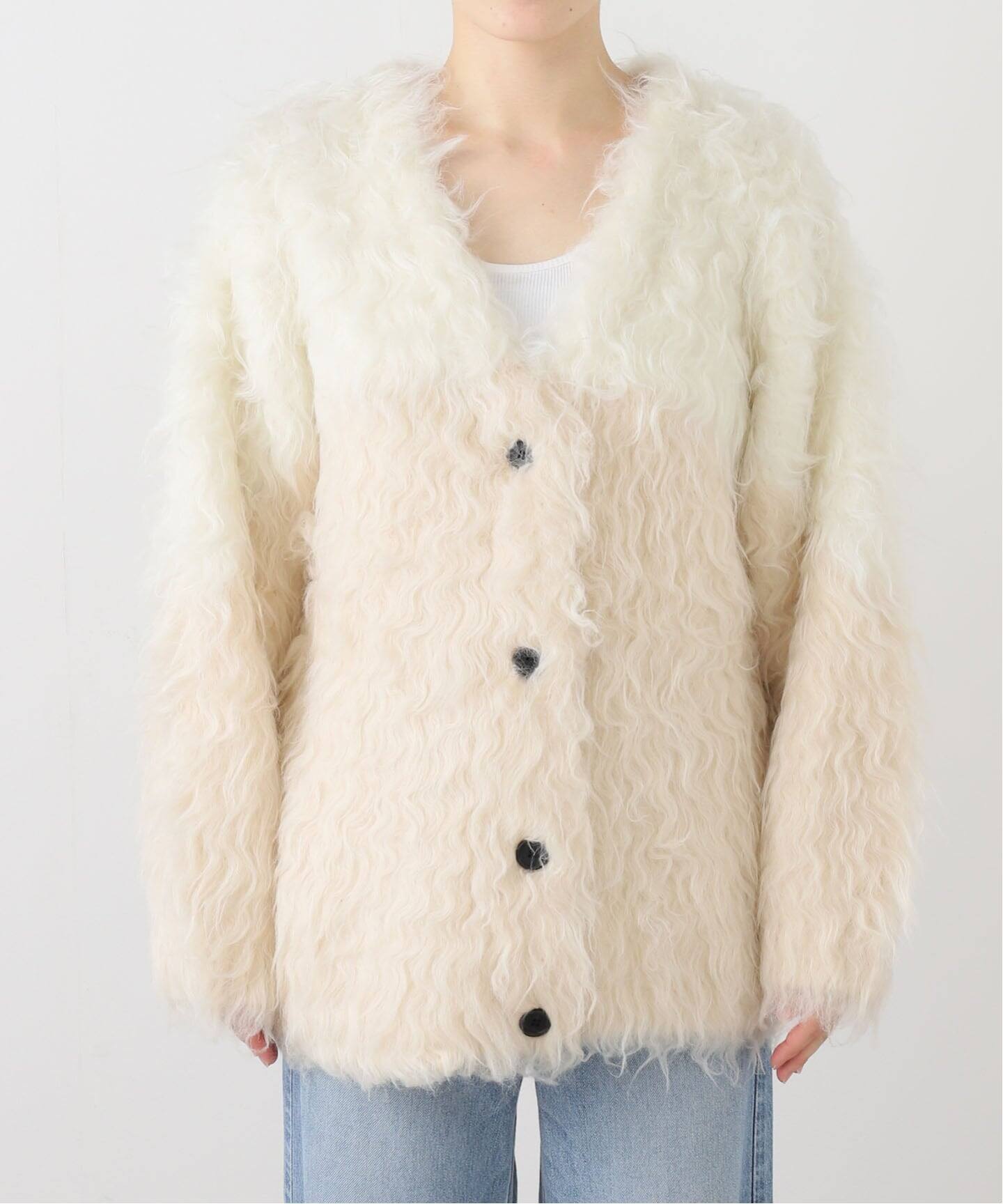 ジャケット・アウター CLANE BI COLOR SHAGGY KNIT CARDIGAN CLANE] クラネ BI COLOR SHAGGY KNIT CARDIGAN(PINK)