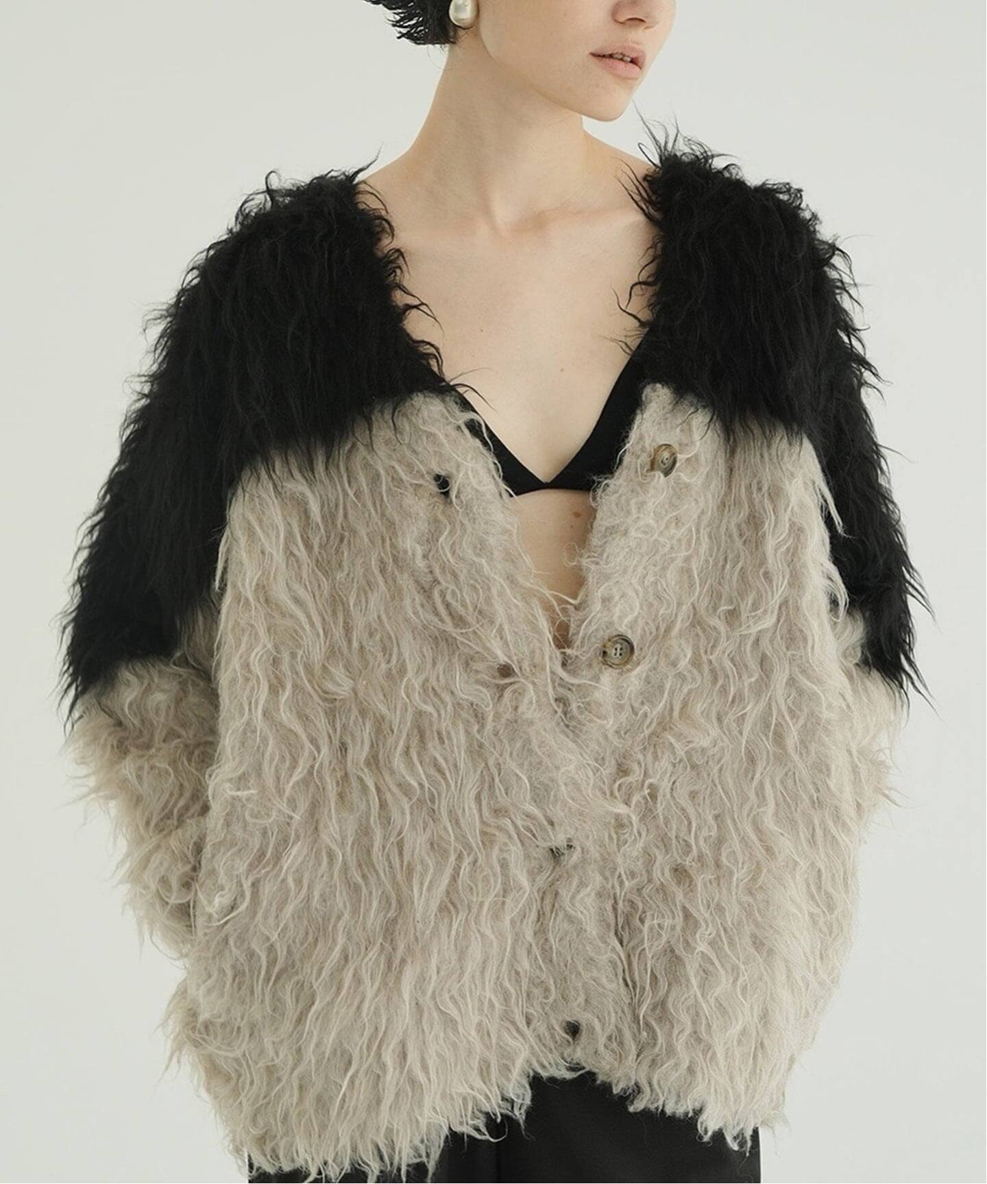 CLANE BI COLOR SHAGGY KNIT CARDIGAN（ニット／セーター）｜BOICE