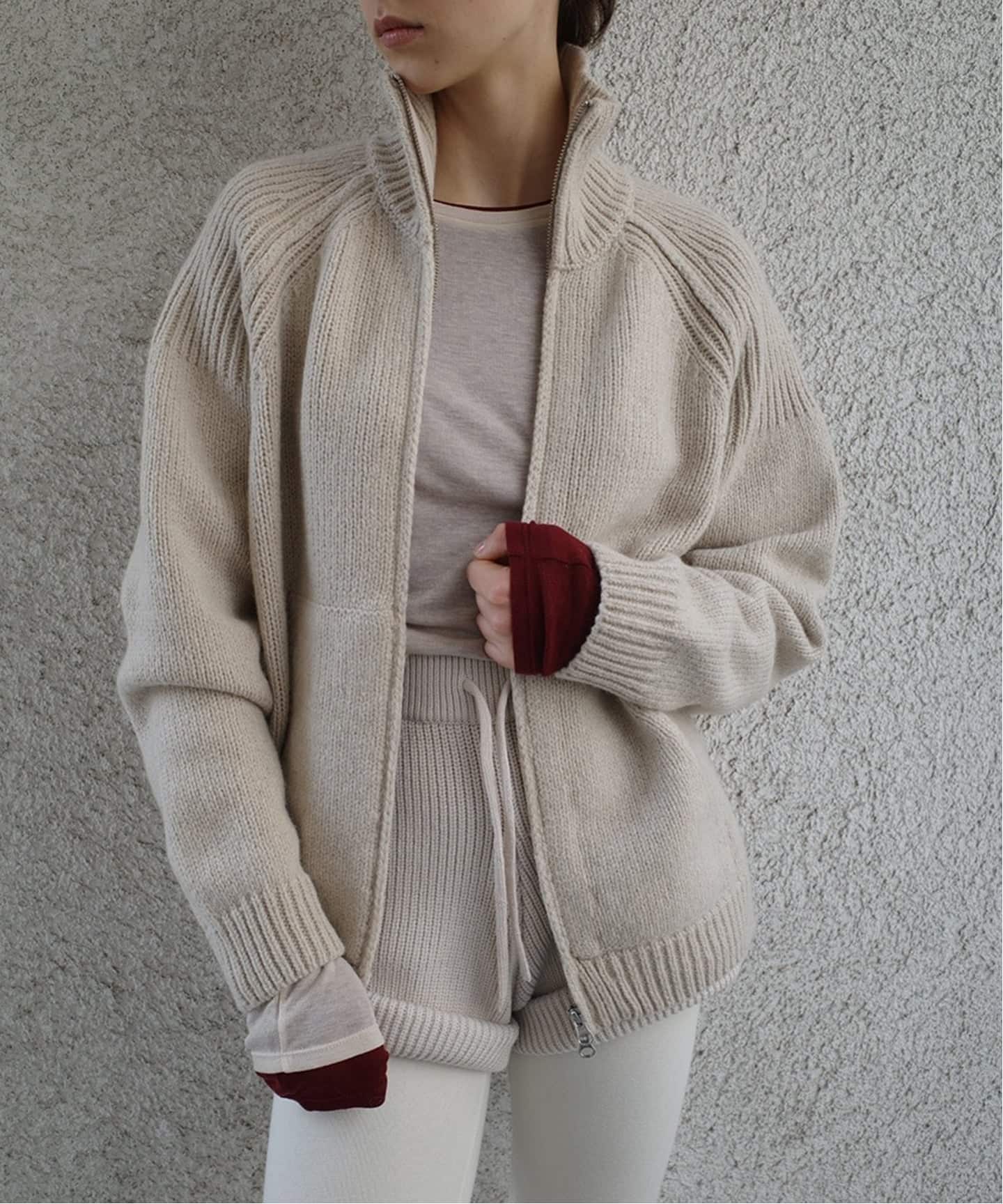 トップス CLANE POCKET ZIP KNIT TOPS CLANE] クラネ POCKET ZIP KNIT TOPS(GRAY)