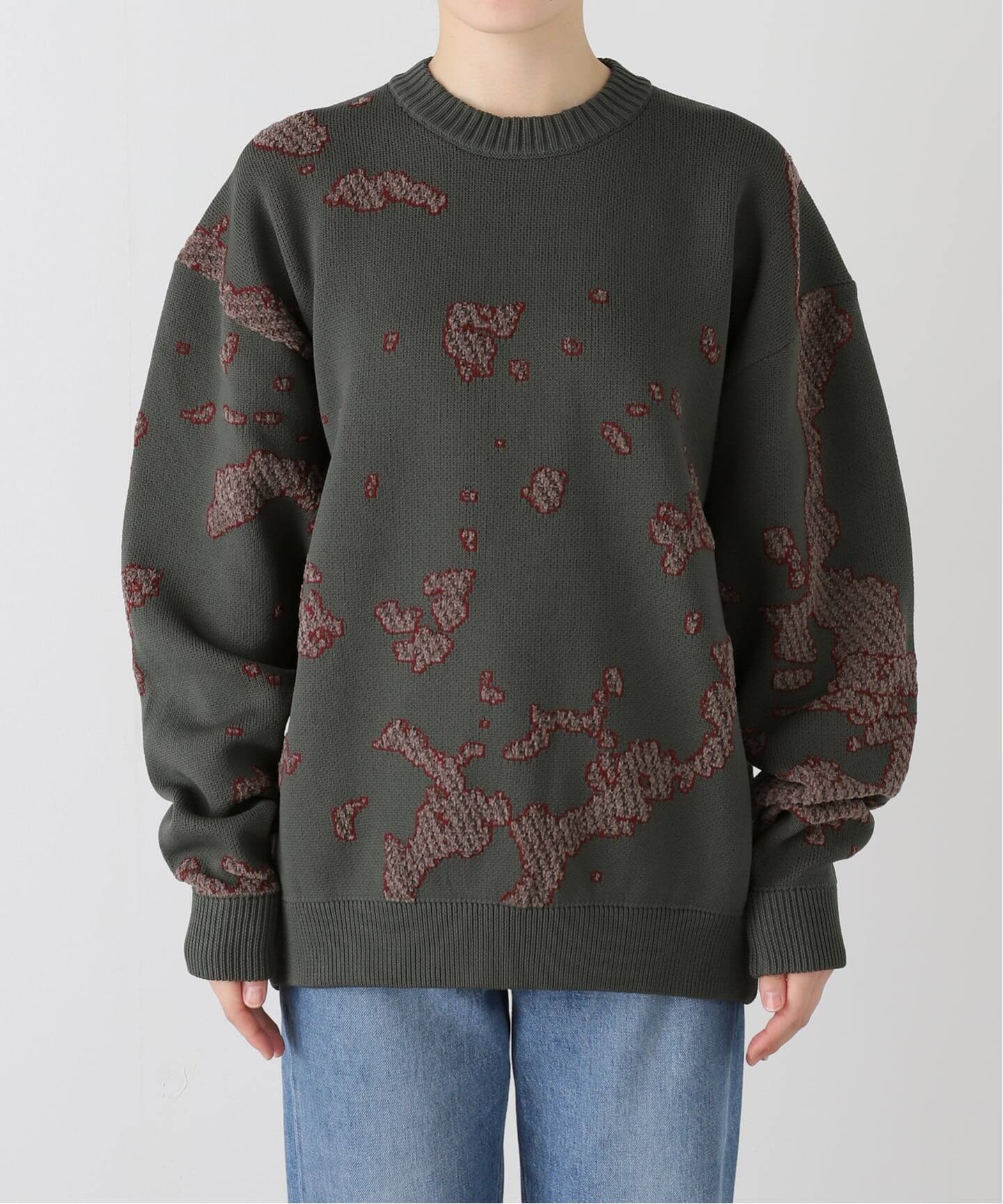 バル bal ジャガード コットン クルーネック セーター グレー bal - DRIP JACQUARD COTTON CREWNECK SWEATER / セーター