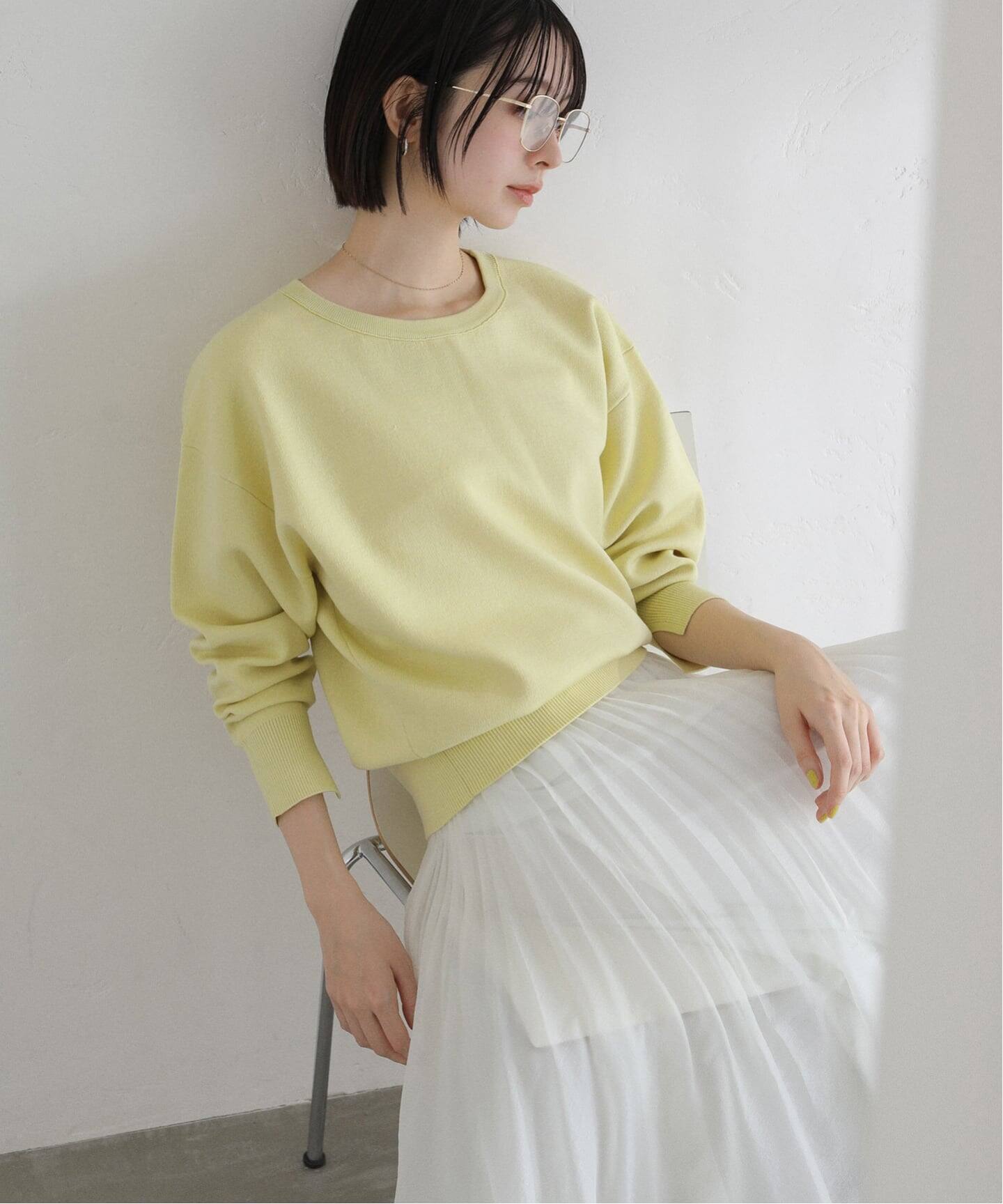 TRATTOトラット　イエロー セーター 追加3》【洗える】接結クルーネックプルオーバー（ニット／セーター