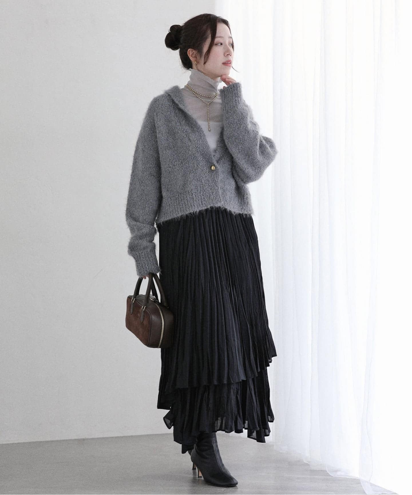 洗える】ポップヤーンボレロカーディガン（カーディガン）｜La