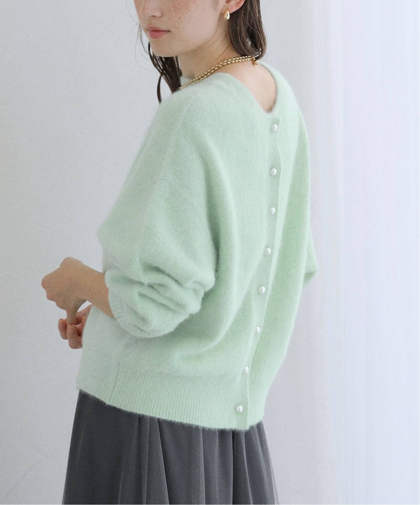 極美品♡フォクシー Knit Top Grace Turtle グリーン系 38 フォックスカシミヤ2WAYプルオーバー（ニット／セーター）｜La