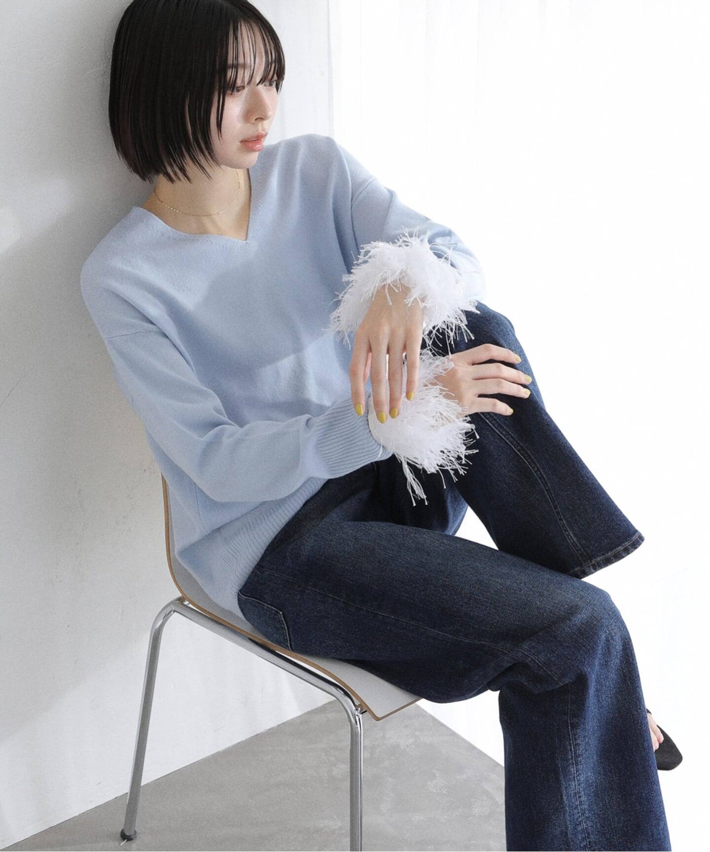 ラトータリテ　La TOTALITE  ネイビー　トップス　新品 洗える】インターシャロゴニット（ニット／セーター）｜La Totalite
