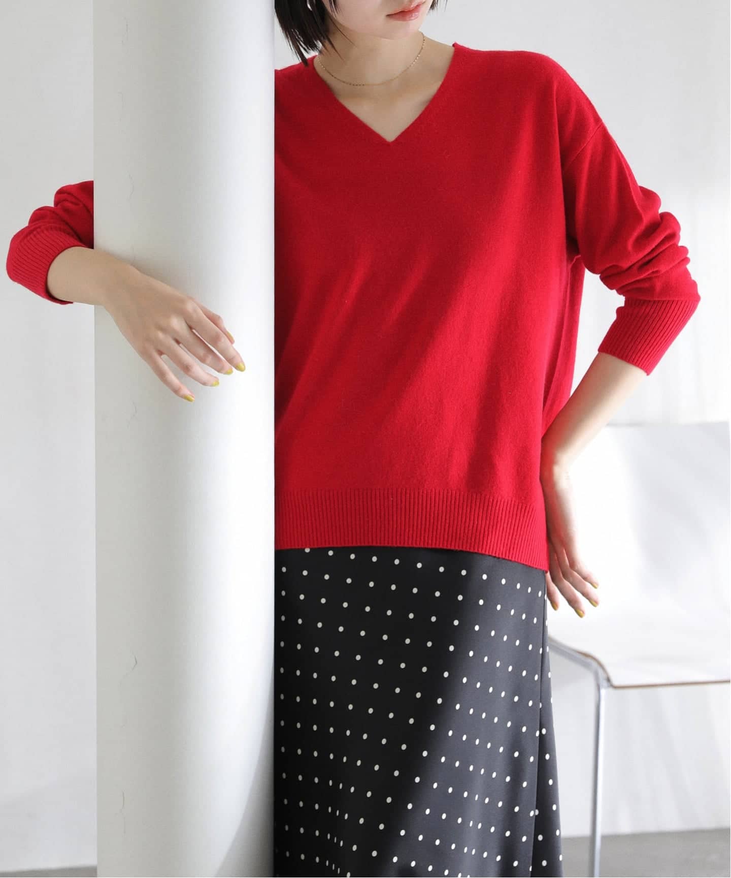 【タグ付き新品】スリードッツ　ウールループＶネックプルオーバー　セーター　ニット Merino superfine l/s v neck｜スリードッツ オフィシャルオンライン